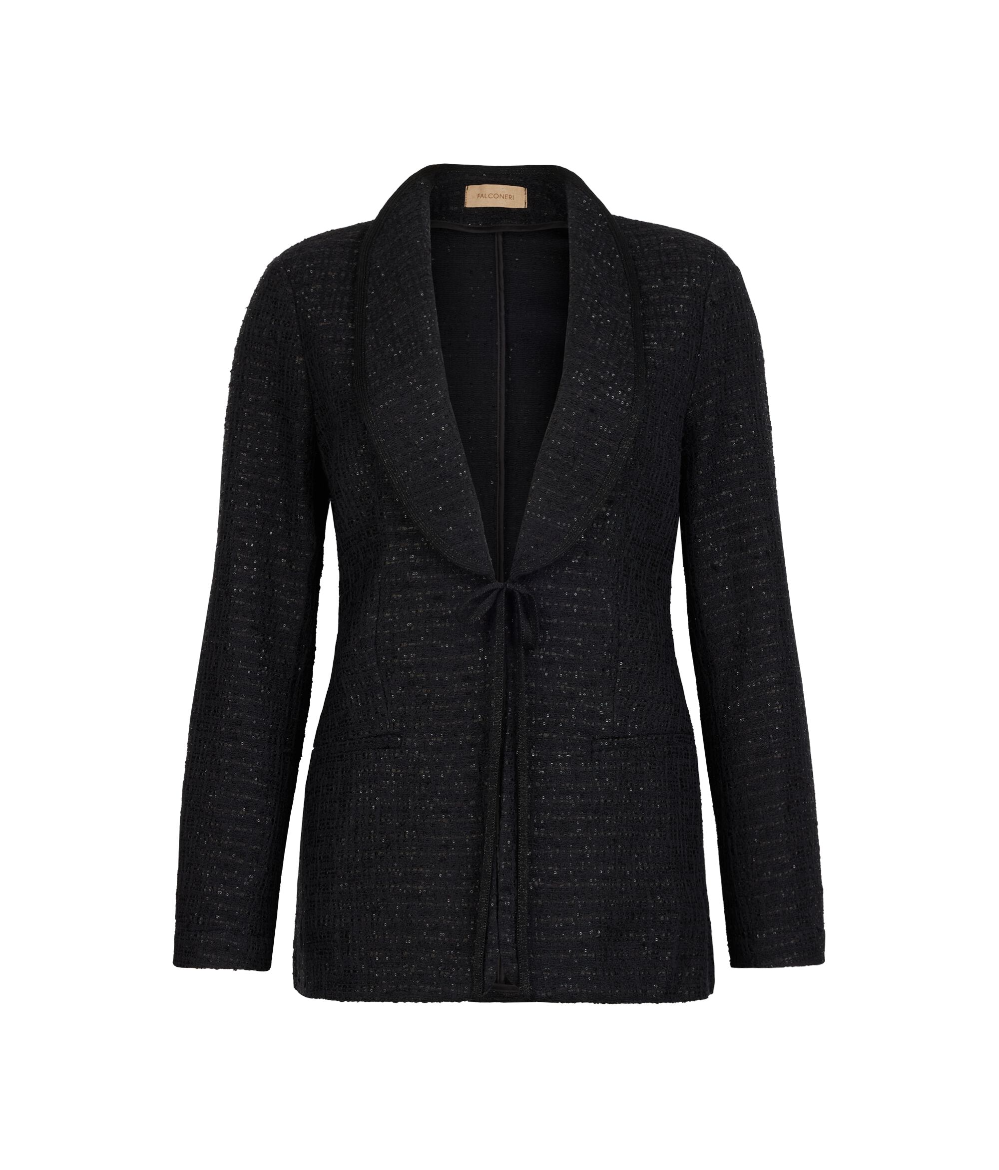 Chaqueta bouclé con microlentejuelas