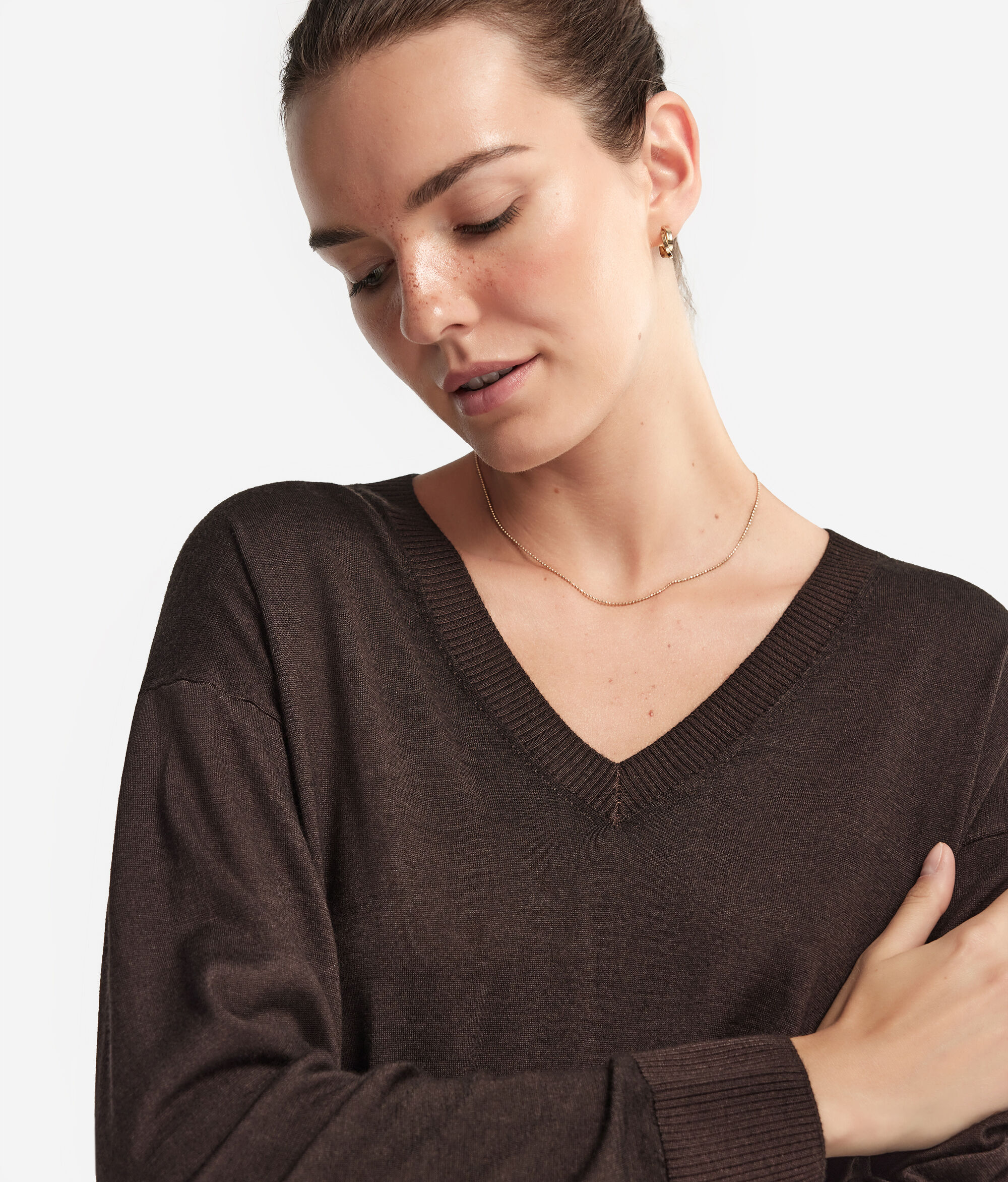V-Neck Cashmere Jumper with Slits
