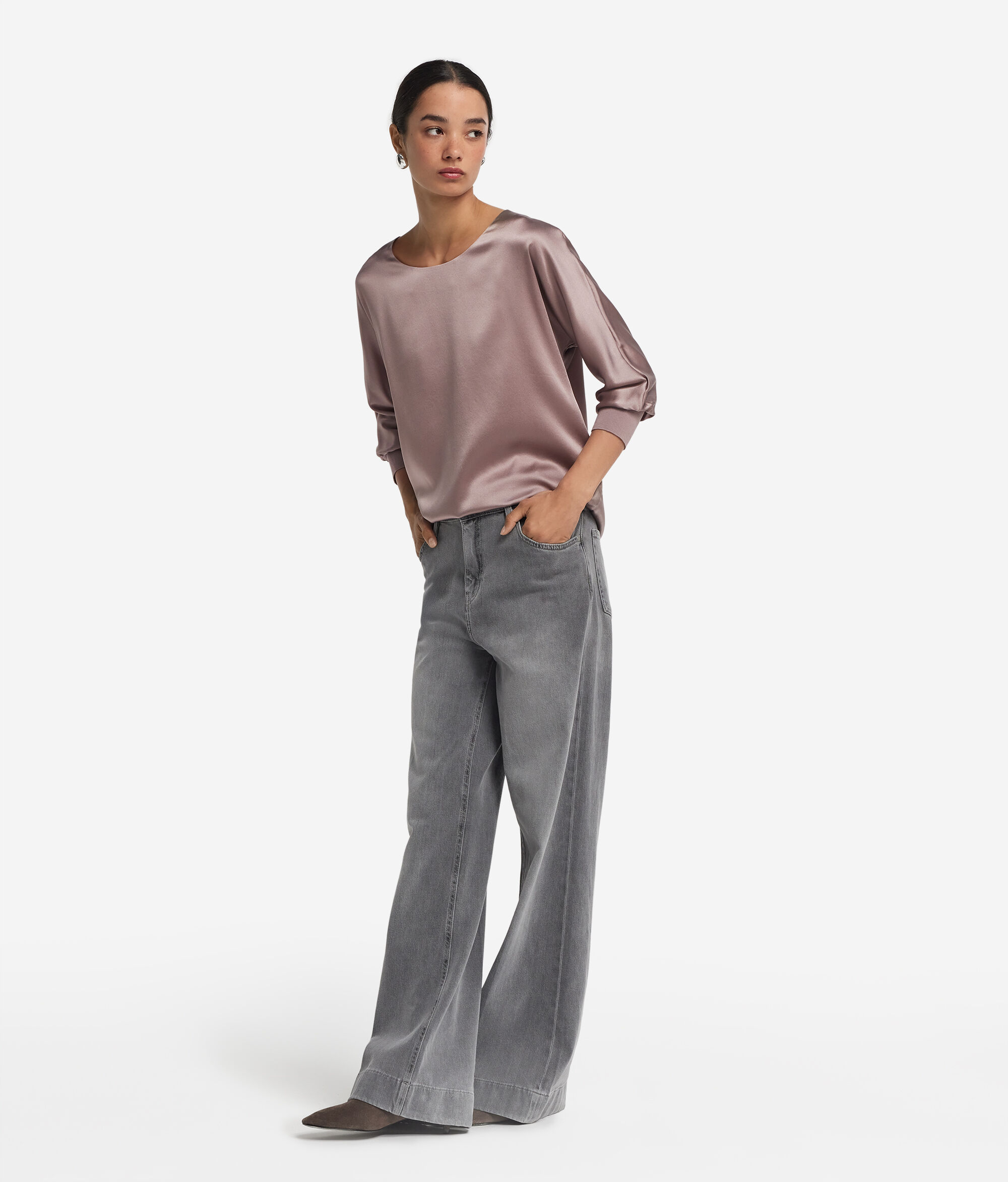 Round-Neck Silk Satin Jumper