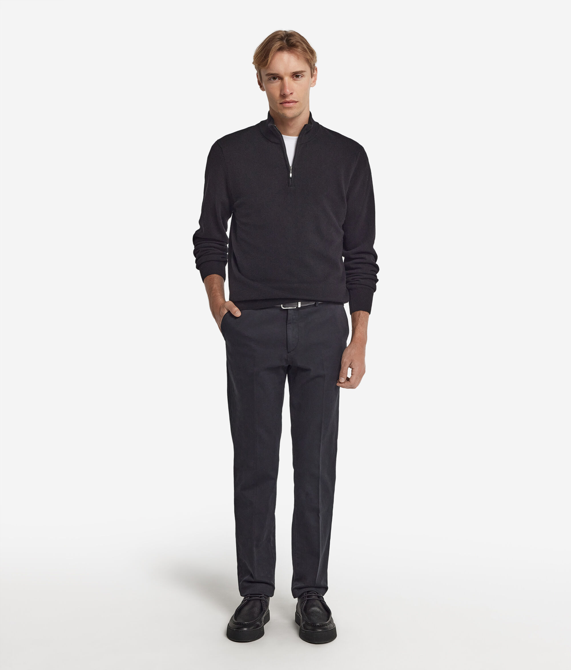 Herren-Pullover mit Reißverschluss aus Kaschmir Ultrasoft