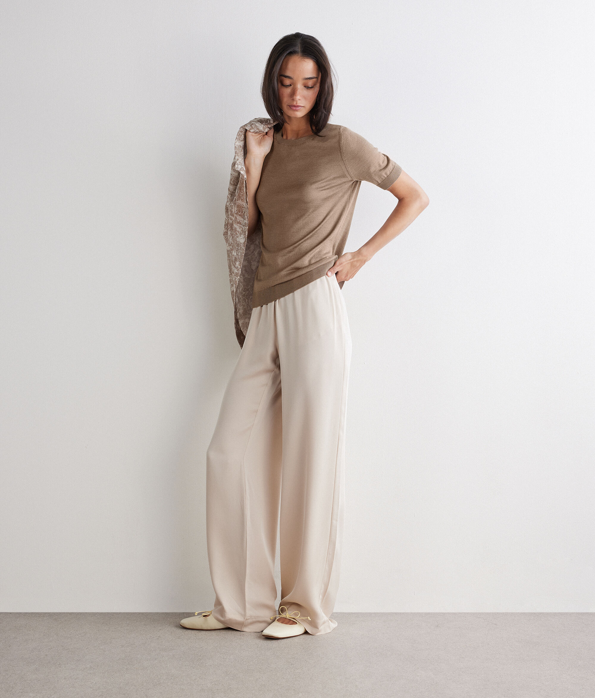 Short-Sleeved Silkfine Cashmere crew neck