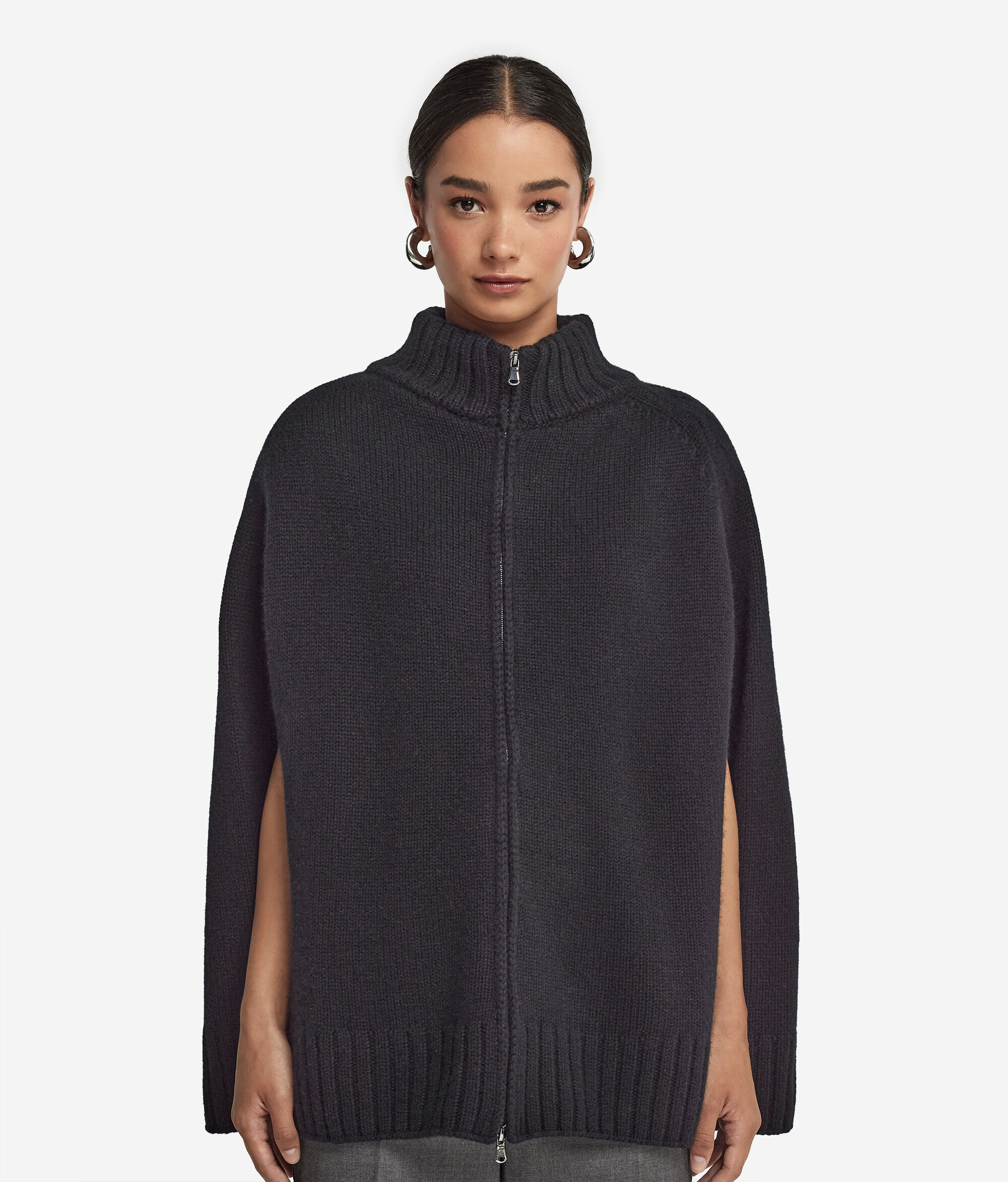 Cappa con zip in Cashmere Ultrasoft