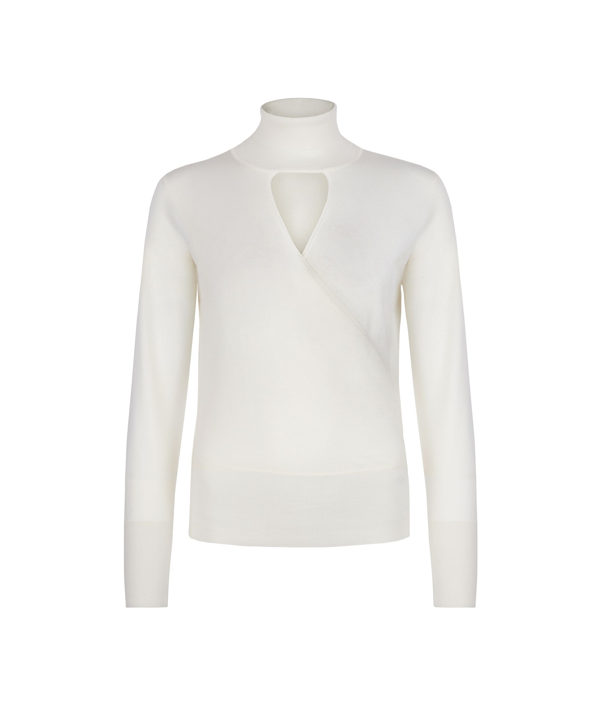 Jersey cruzado con cuello alto de cashmere ultrafine