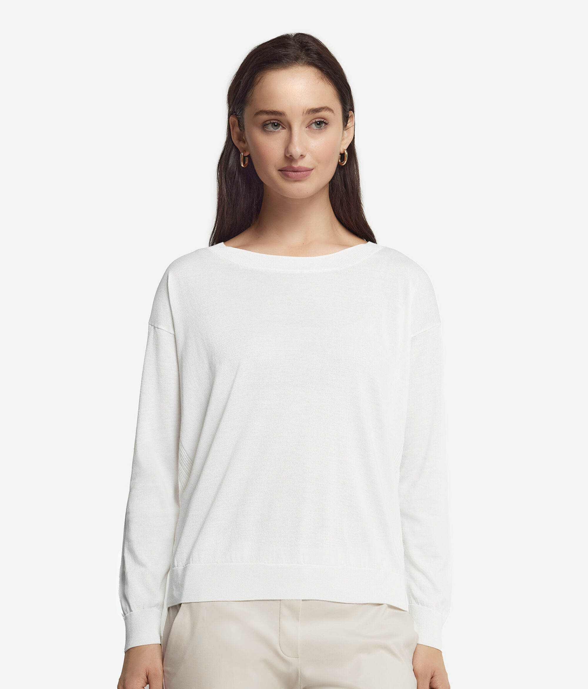 Pull à col rond en soie et coton