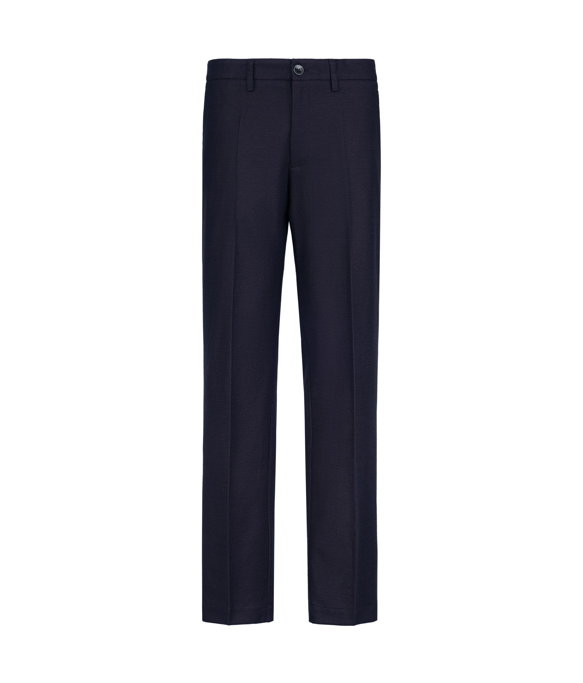 Pantalon gaufré en lin et coton