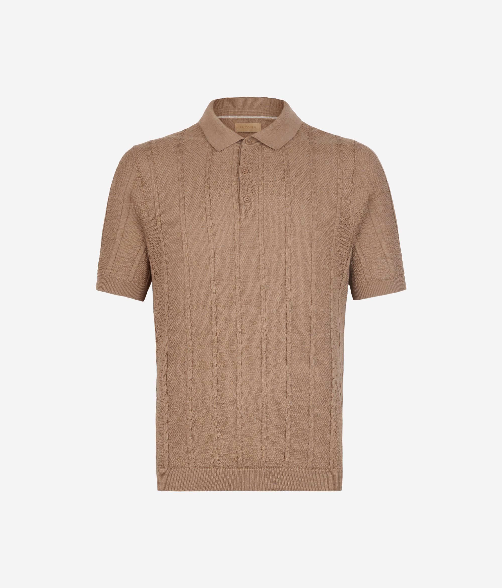 Short-Sleeved Cable-Knit Knot-Stitch Polo Shirt