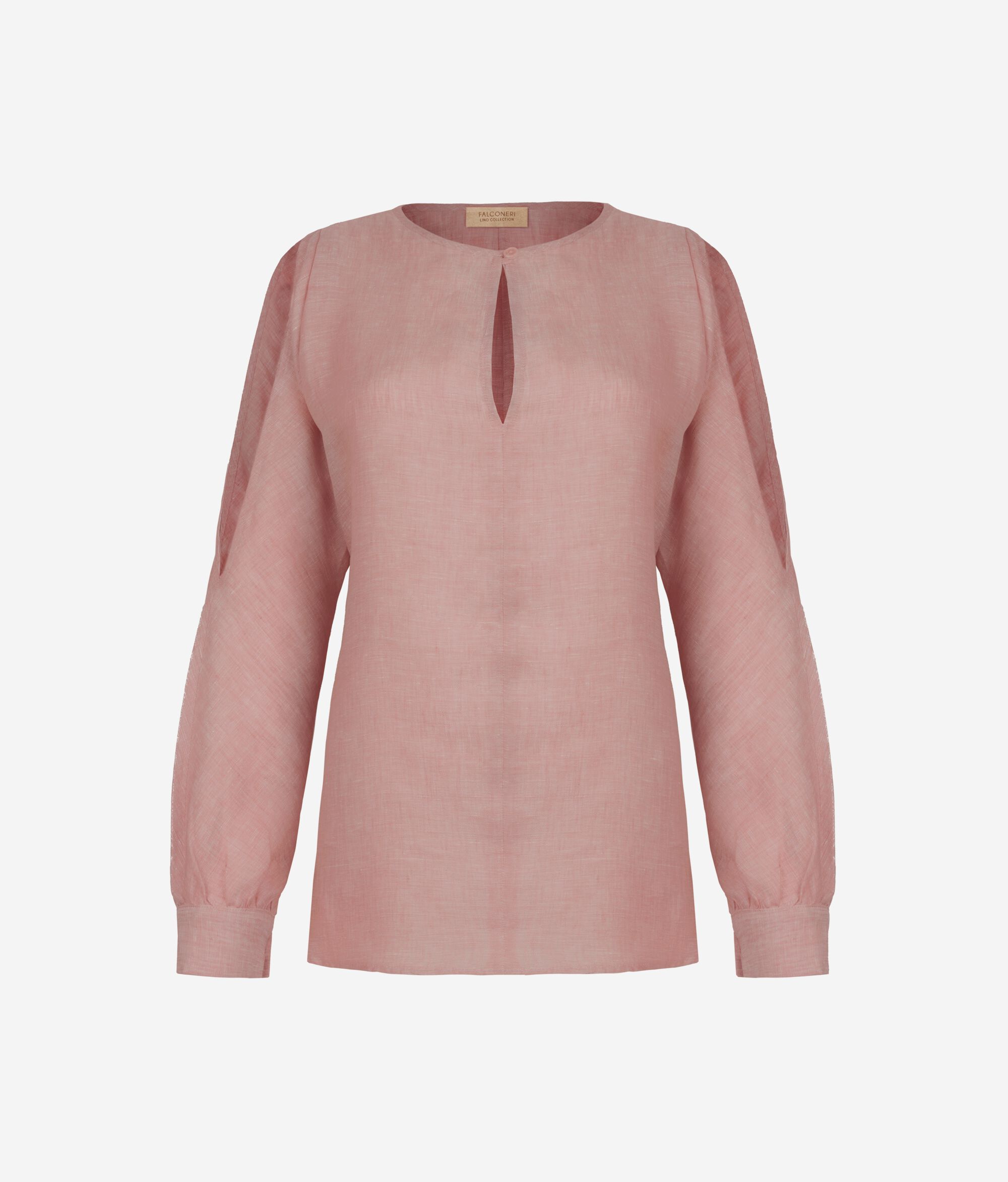 Linen Shirt with Cut-Out Shoulders