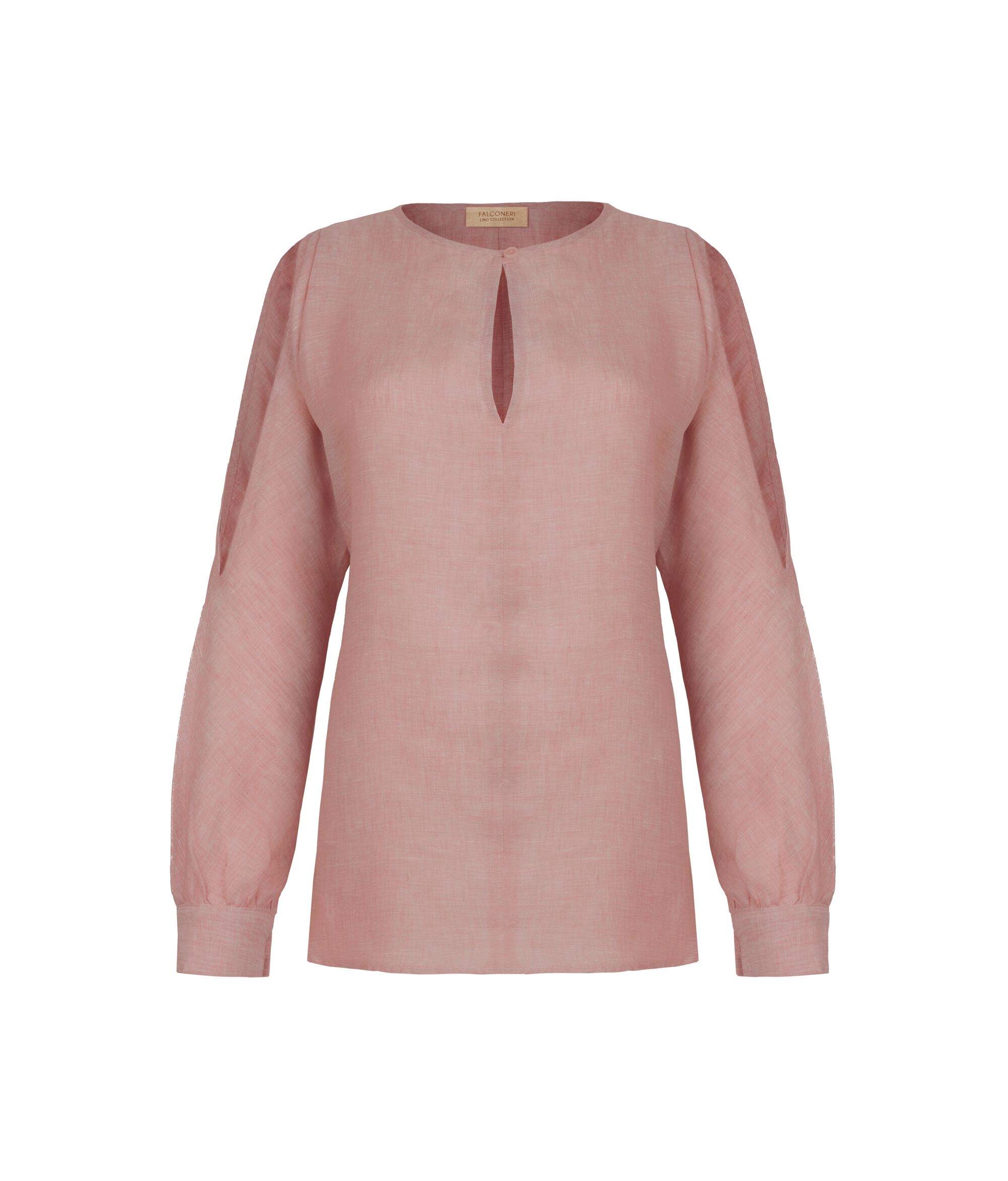 Linen Shirt with Cut-Out Shoulders
