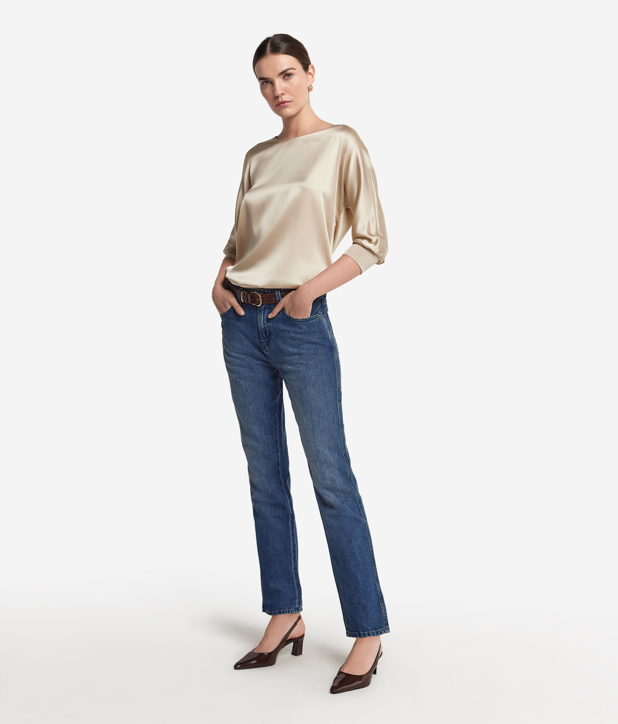 Round-Neck Silk Satin Jumper
