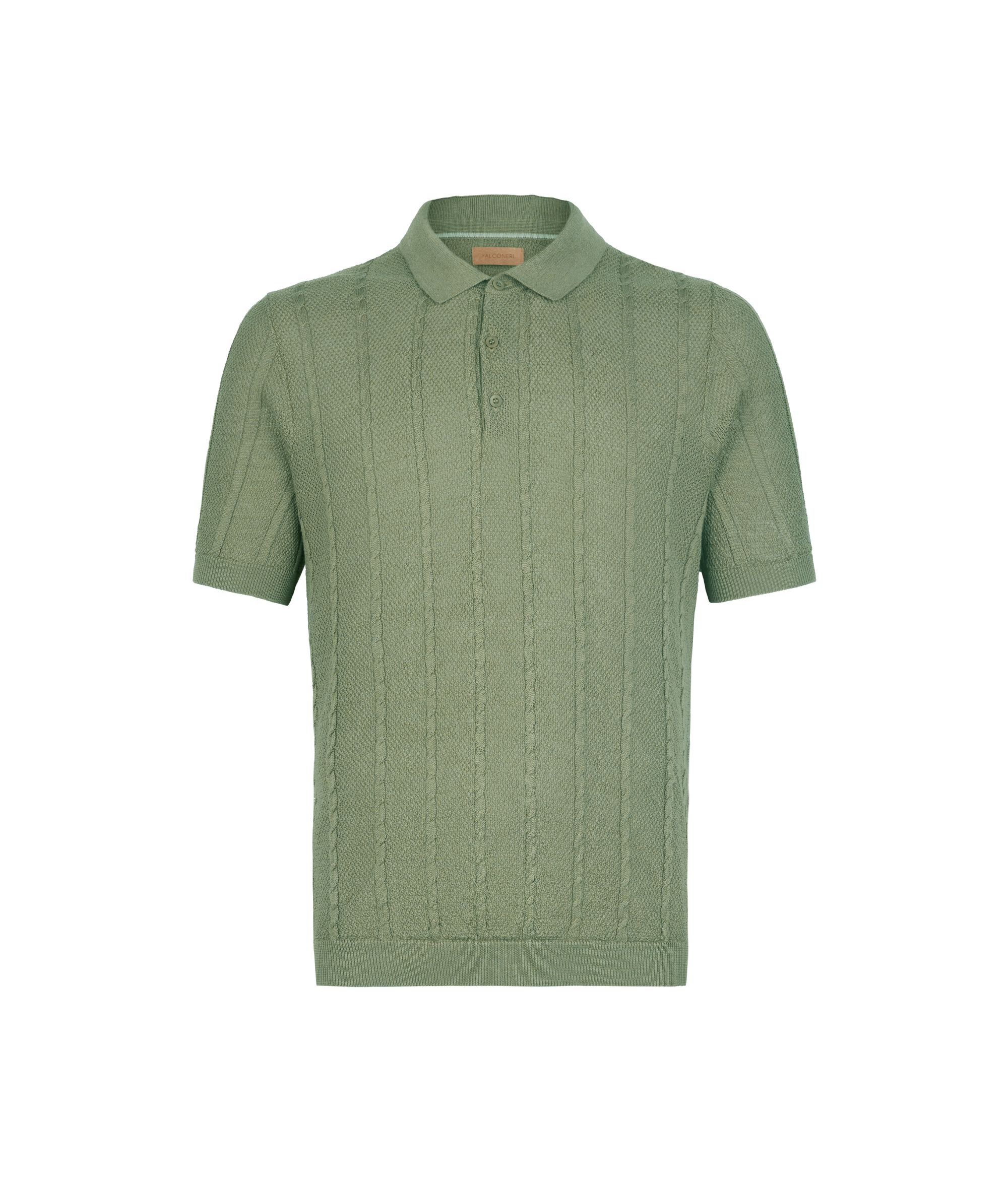 Short-Sleeved Cable-Knit Knot-Stitch Polo Shirt