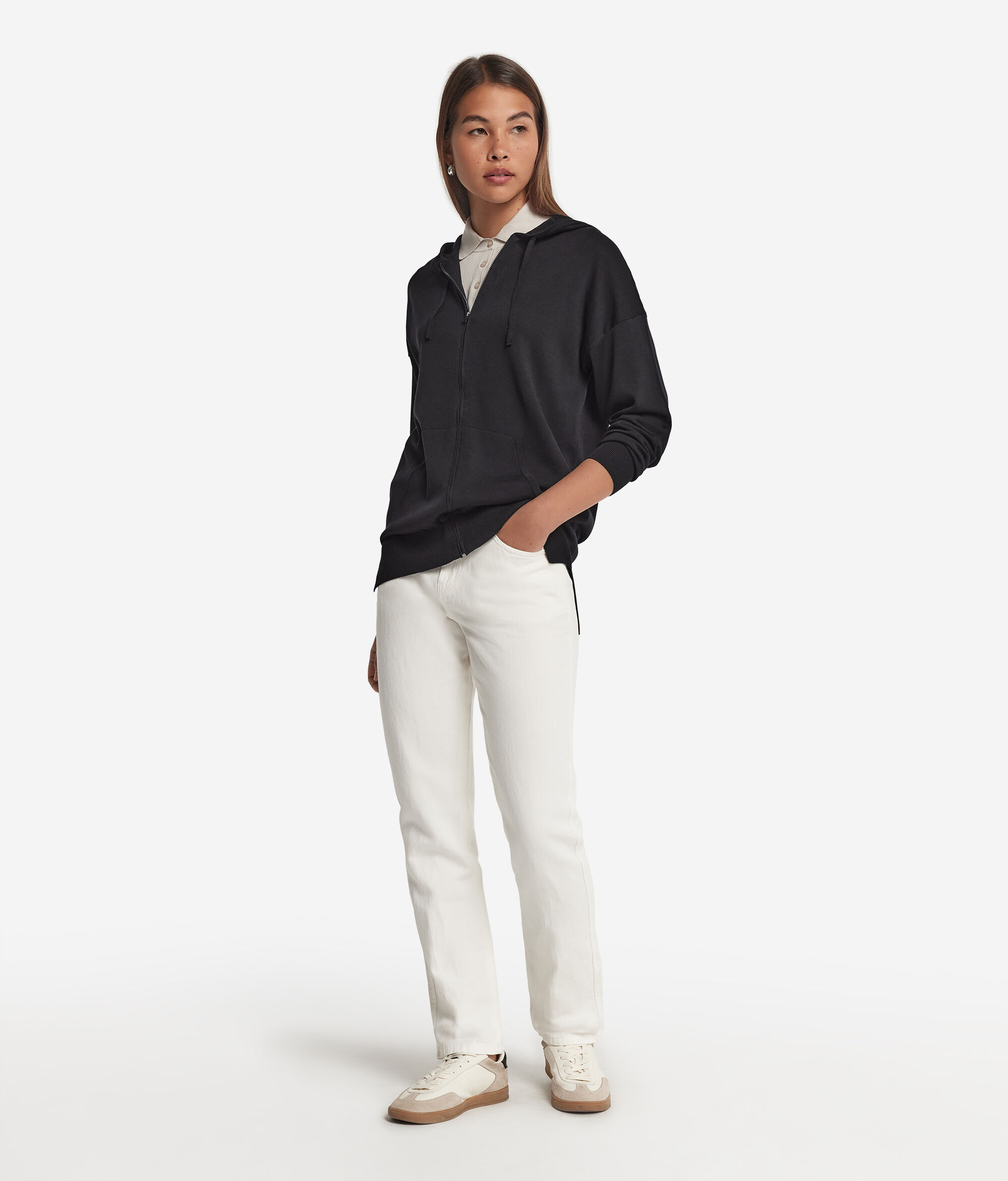 Sweatshirt à capuche en soie et coton