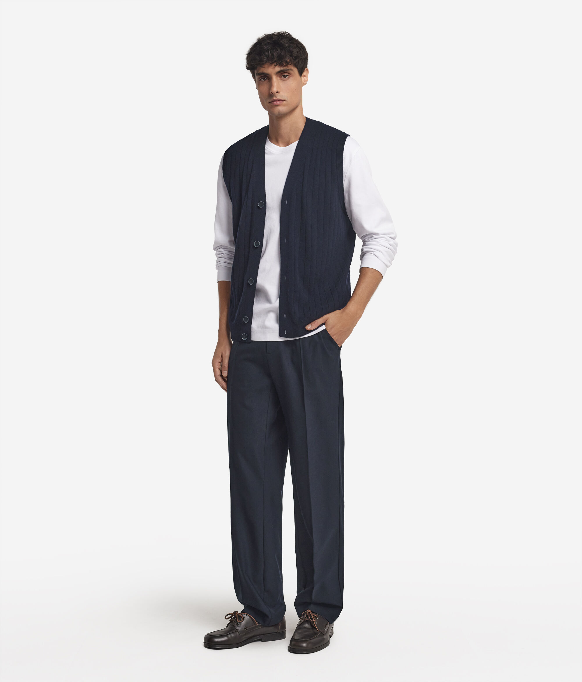Chaleco en punto canalé de cashmere ultrasoft