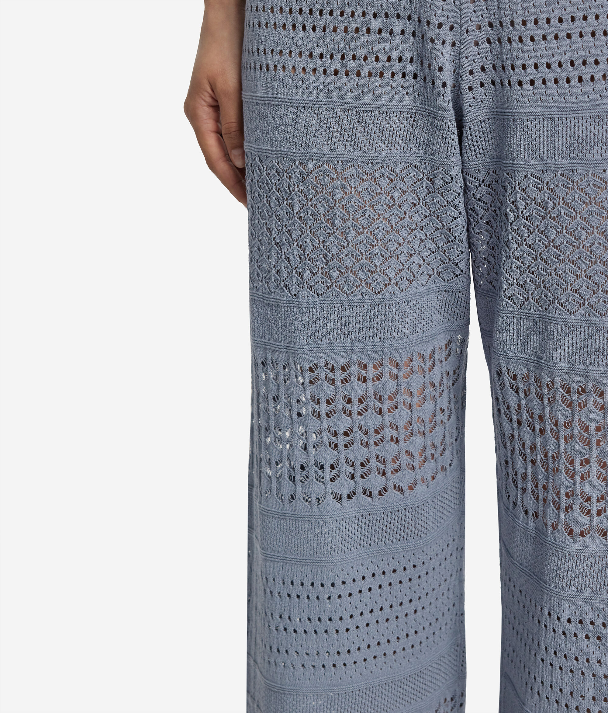 Pantalon en coton effet crochet