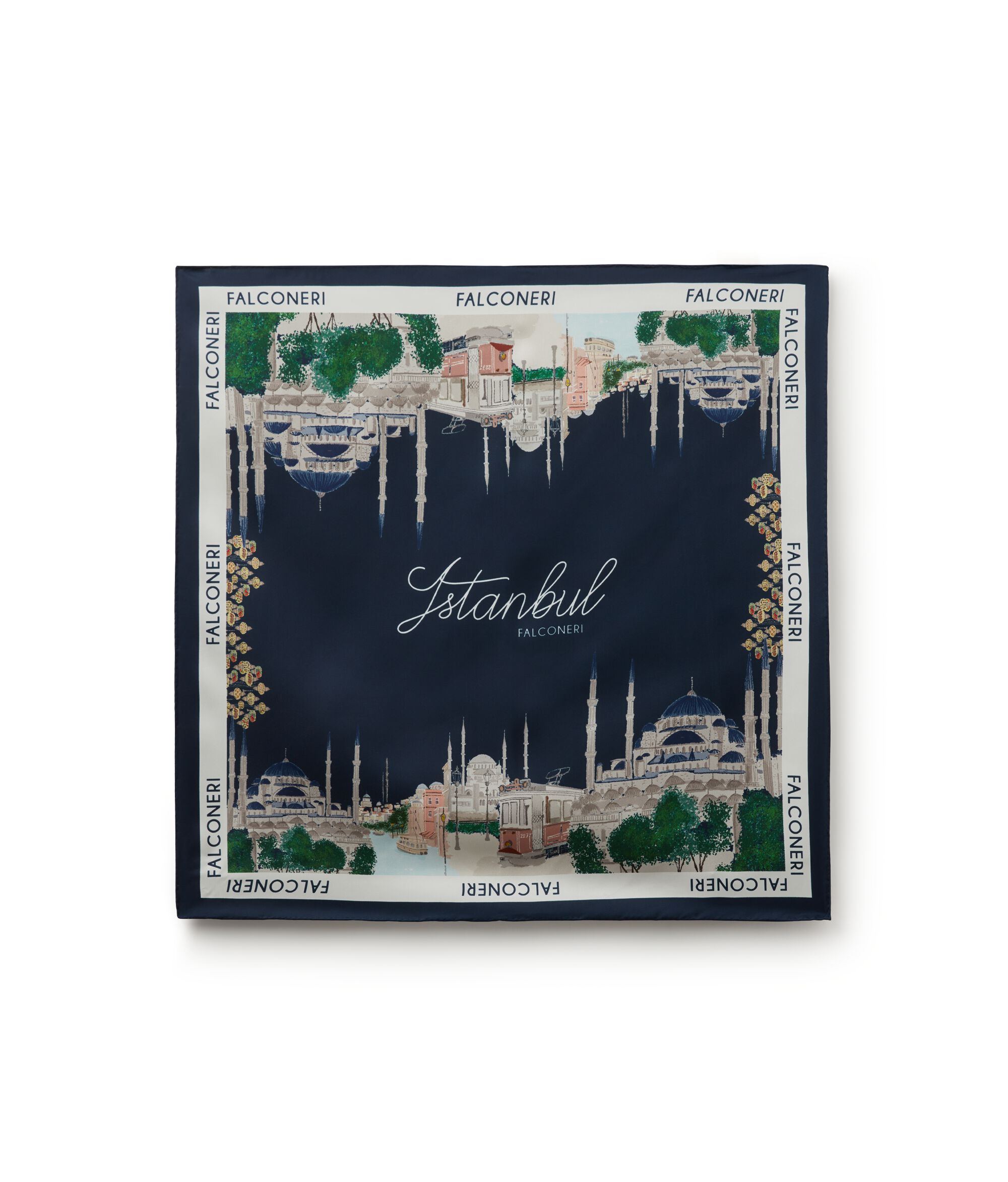 Foulard en soie à motif ville
