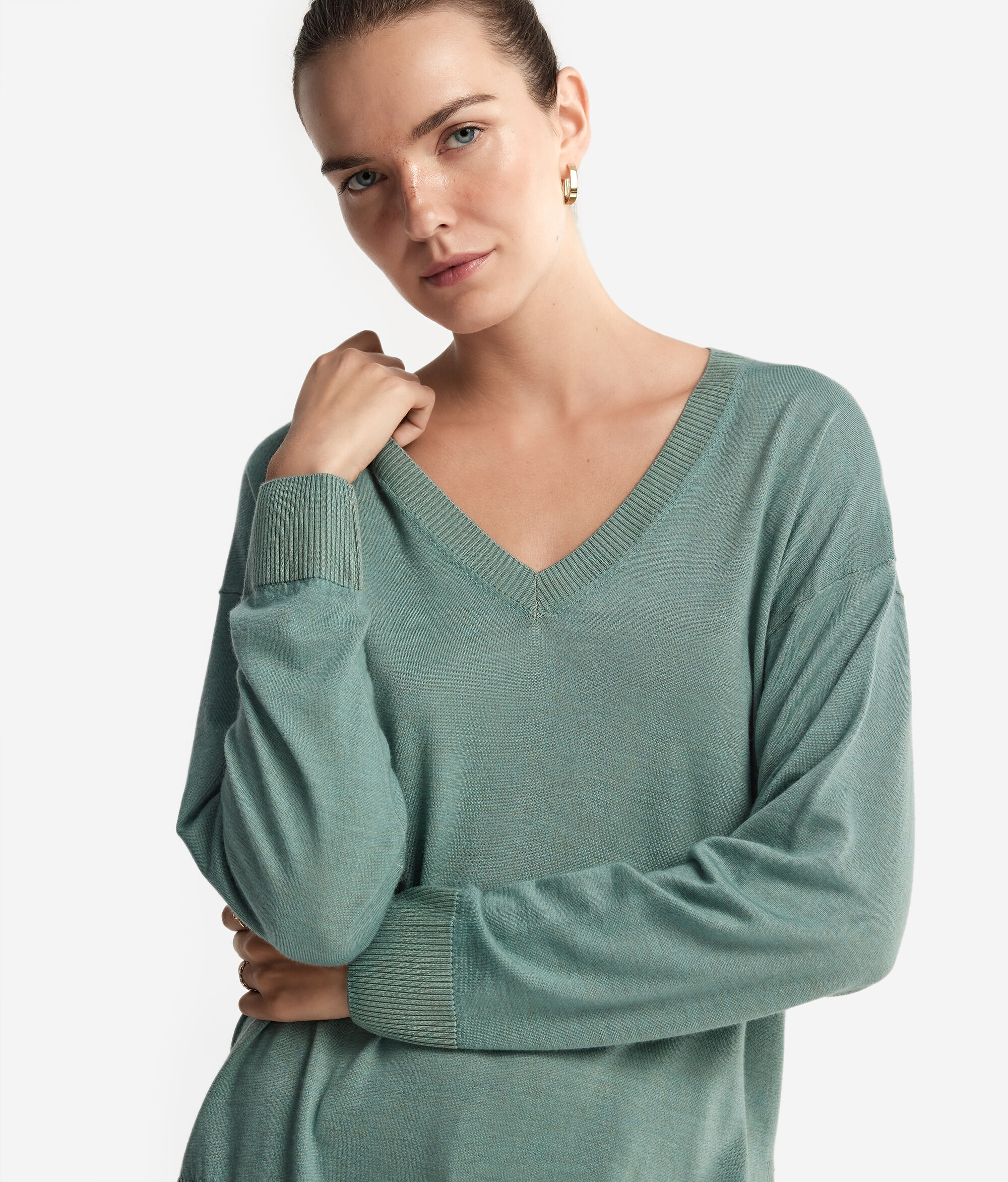 V-Neck Cashmere Jumper with Slits