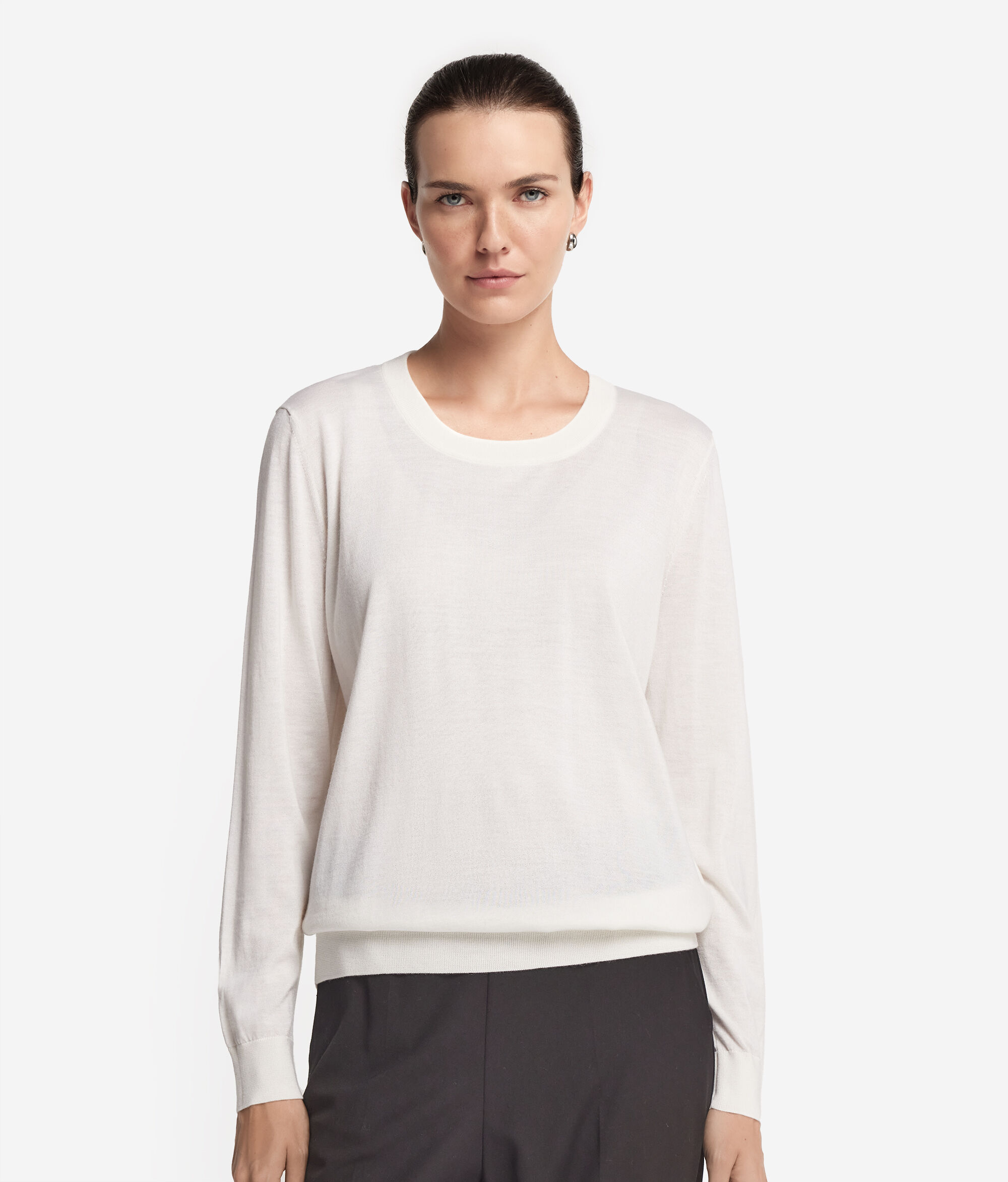 Jersey con cuello redondo de cashmere ultrafine