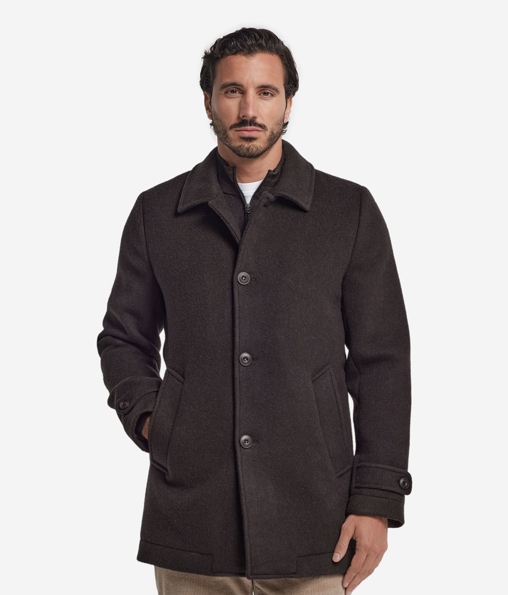 Single-breasted cashmere peacoat