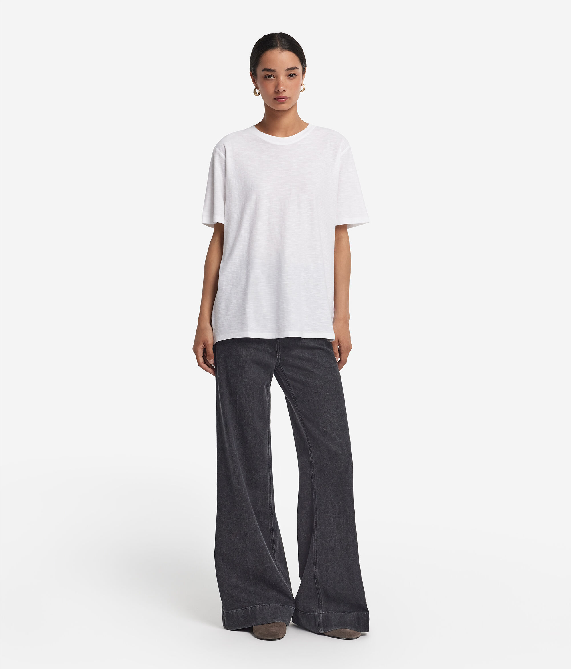 Cotton Crewneck T-Shirt with Short Sleeves