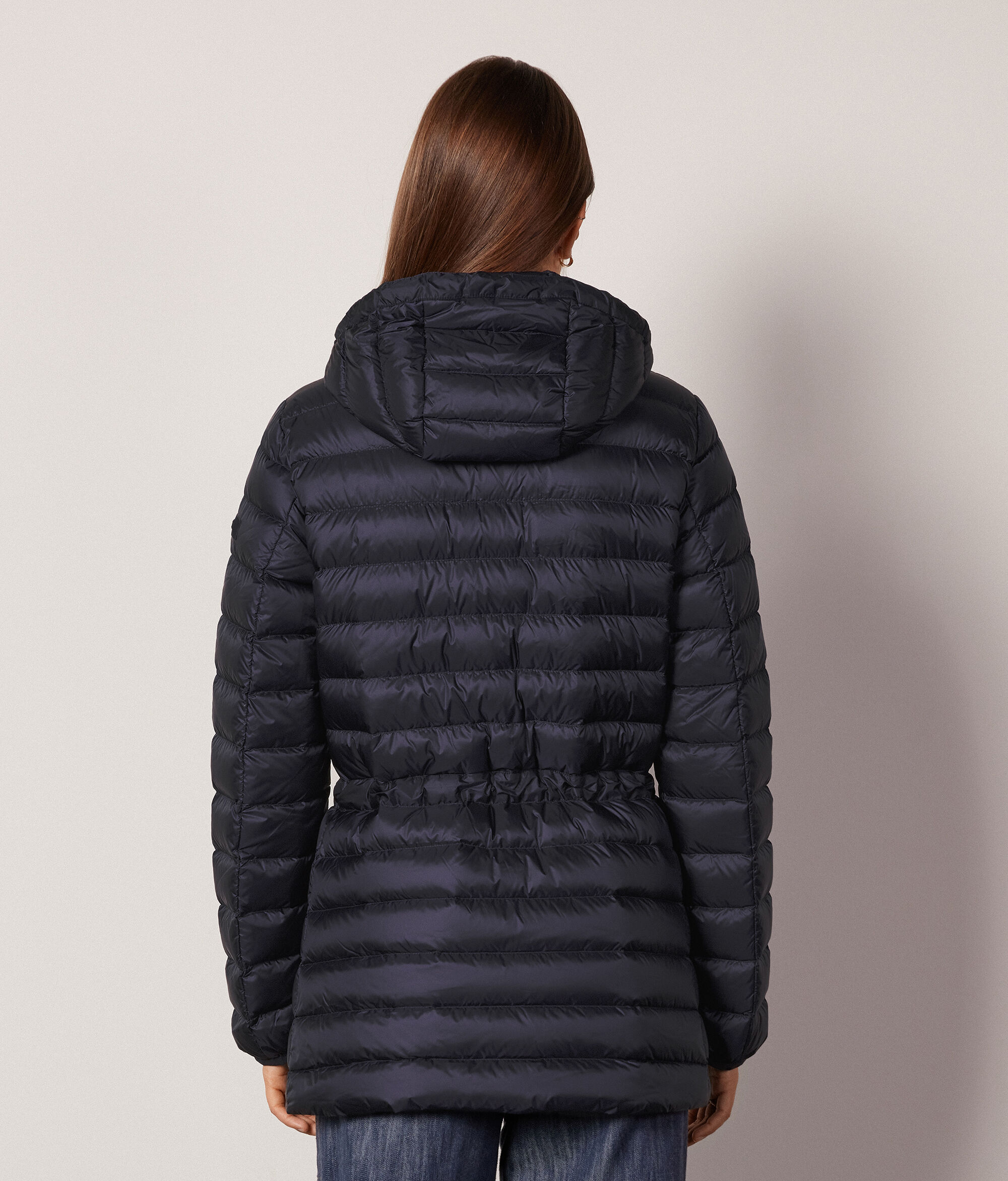 Down Jacket with Hood and Drawstring
