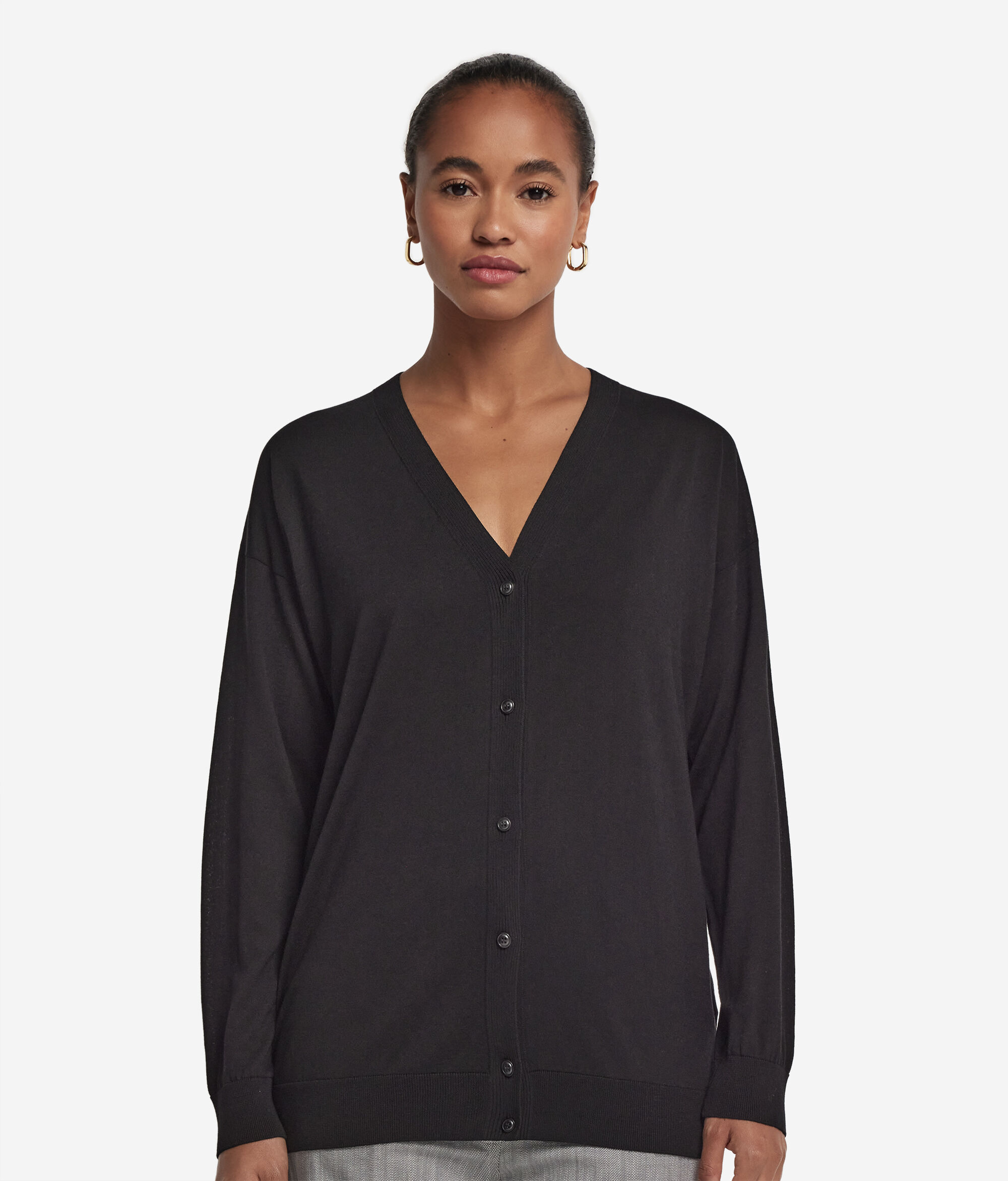 Long-Sleeved Silk and Cotton Cardigan