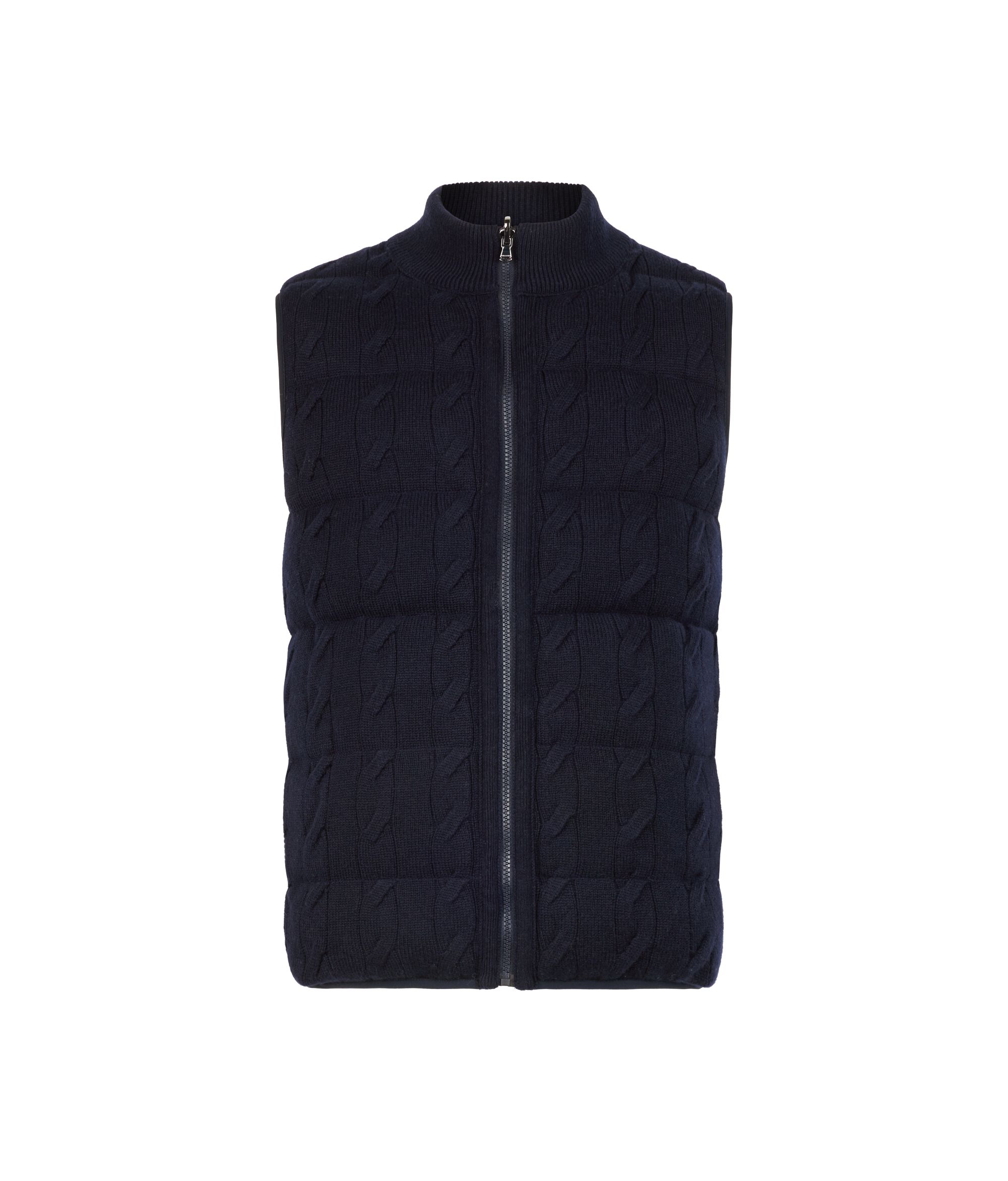 Ultrasoft Cashmere cable knit reversible down vest