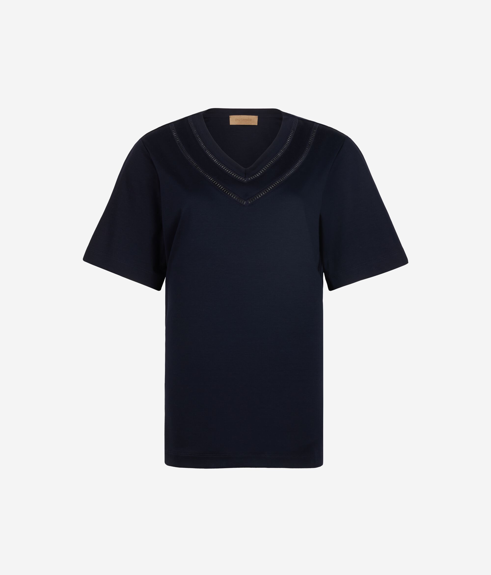 T-shirt en coton avec inserts en macramé