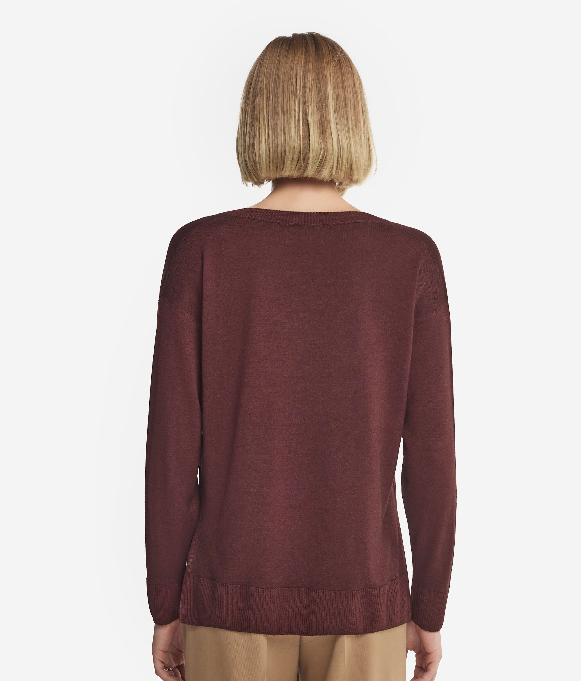 V-Neck Cashmere Jumper with Slits