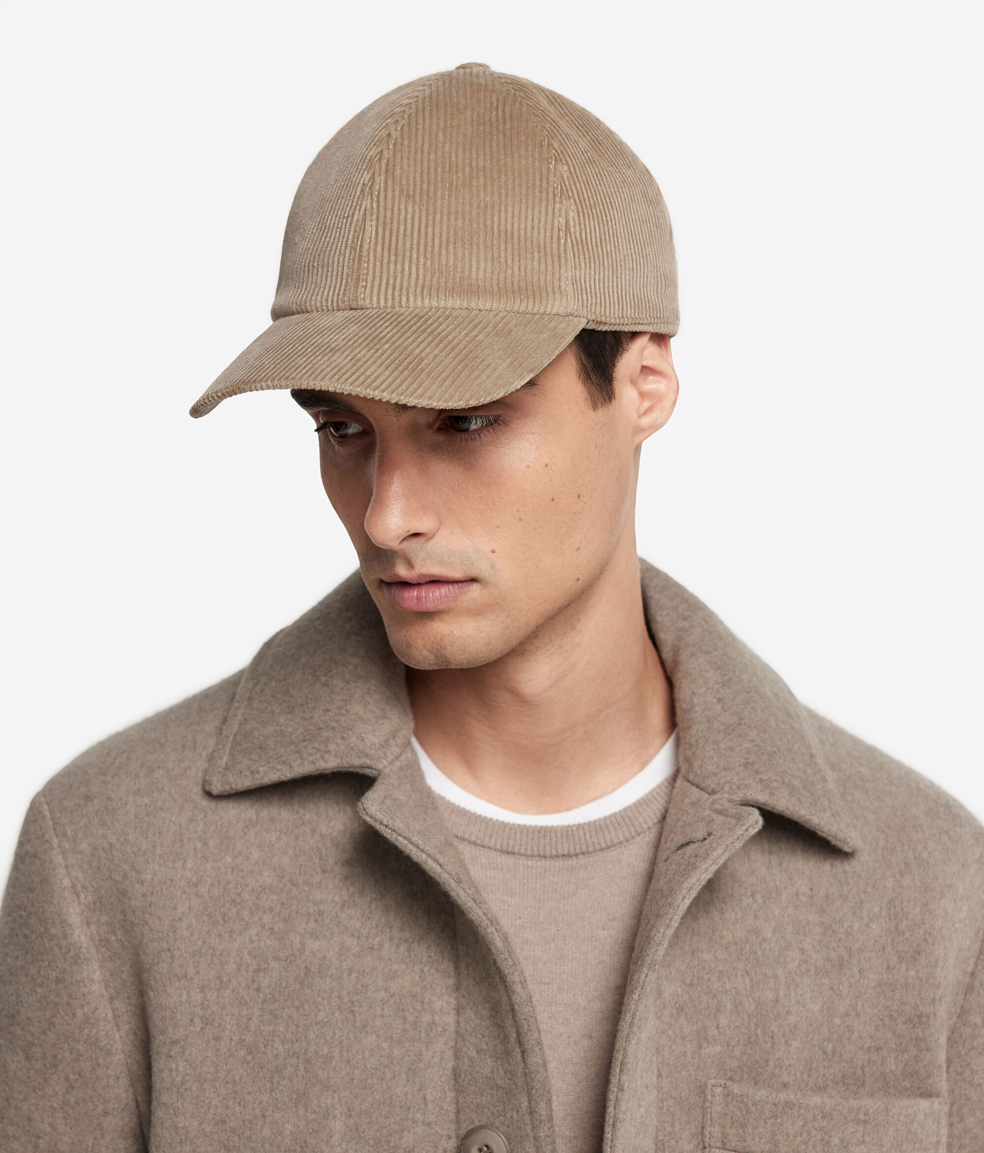 Gorra de béisbol en terciopelo de algodón con interior de cashmere