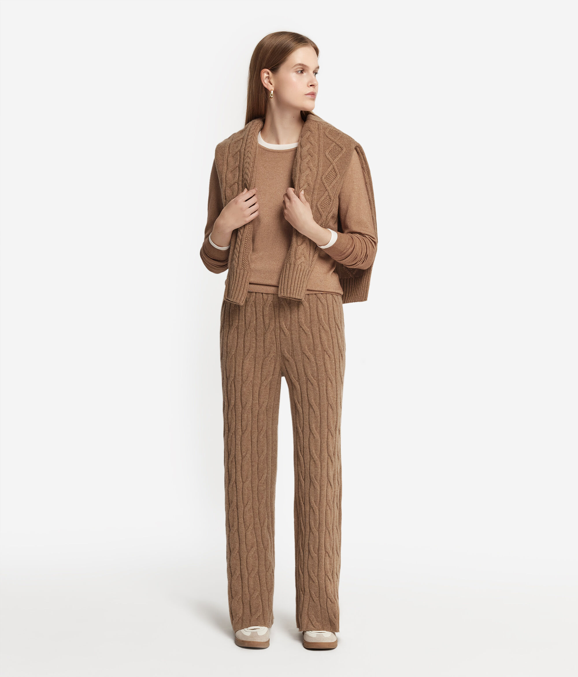 Pantaloni cu Model Împletit din Cașmir Ultrasoft