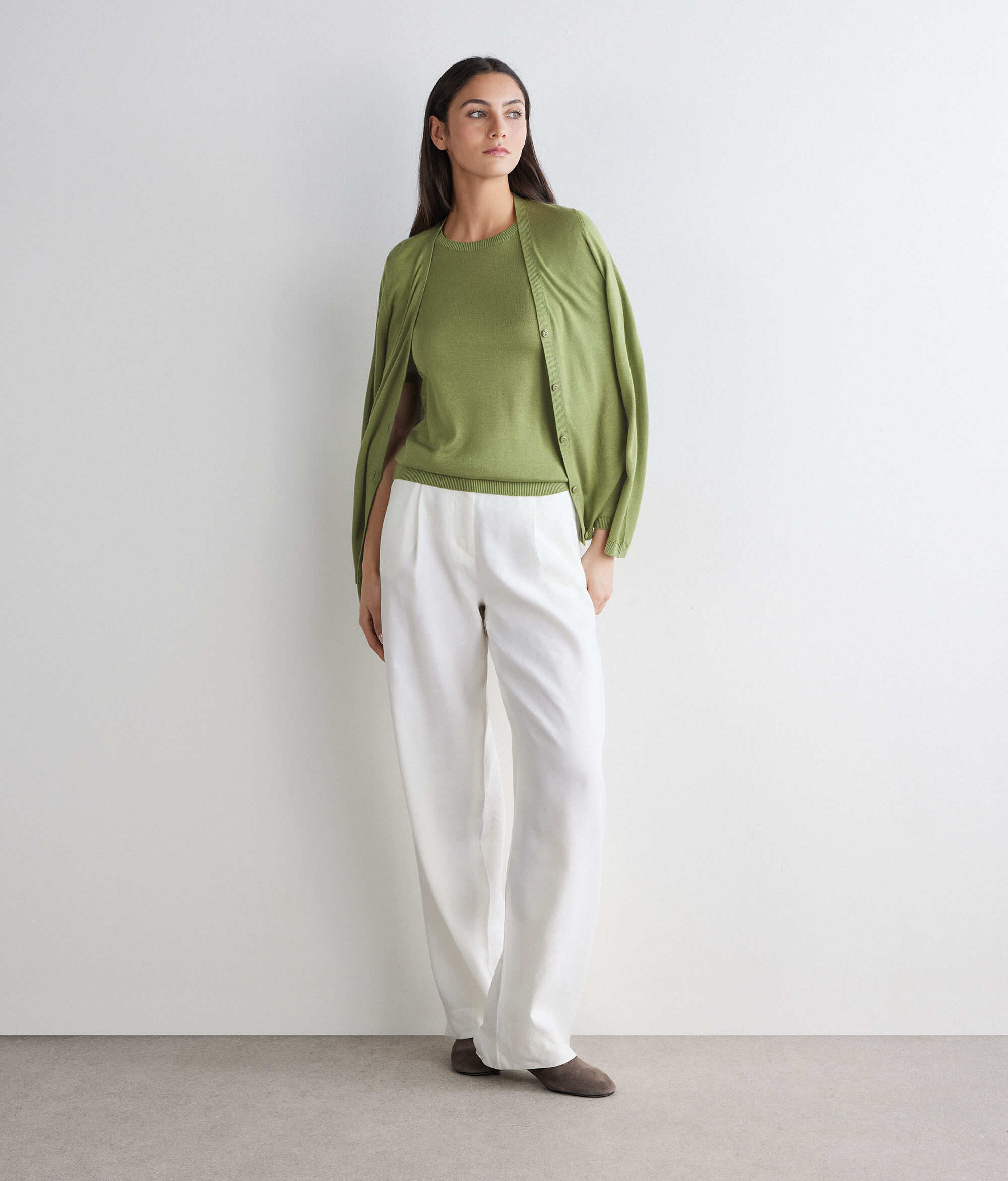 Short-Sleeved Silkfine Cashmere crew neck