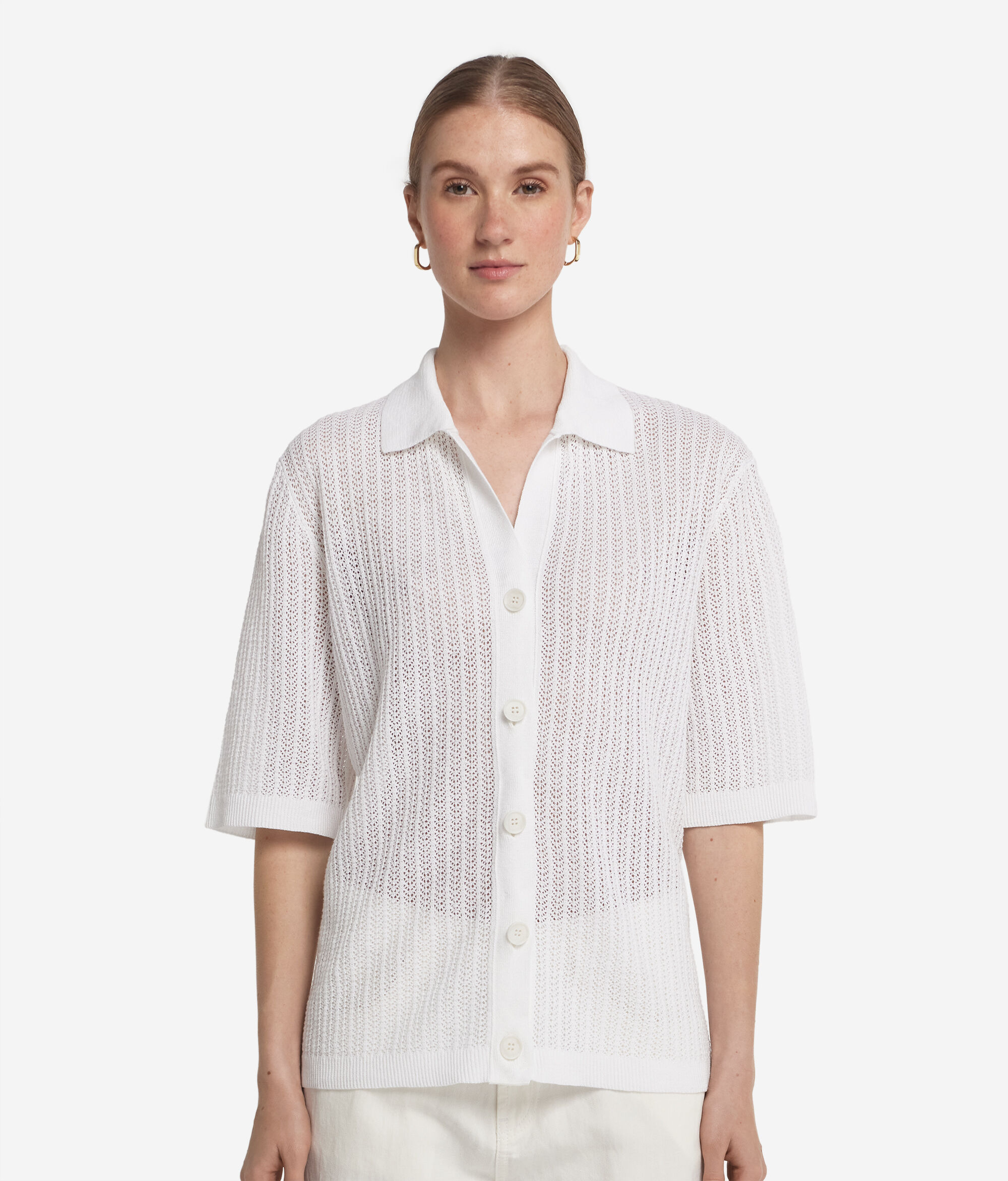 Cotton Shirt with Fretted Ribbing