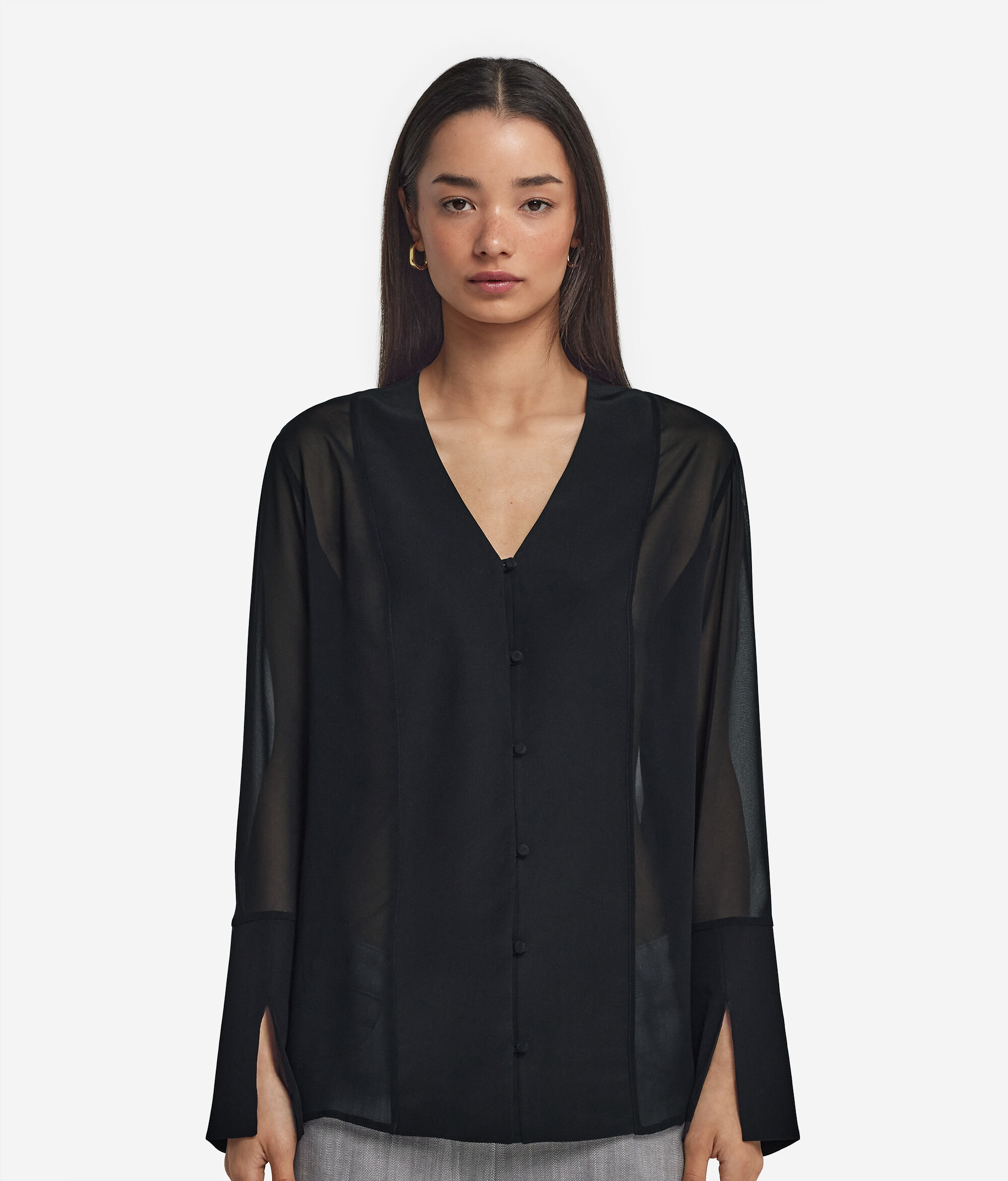 Camicia con Scollo a V in Seta