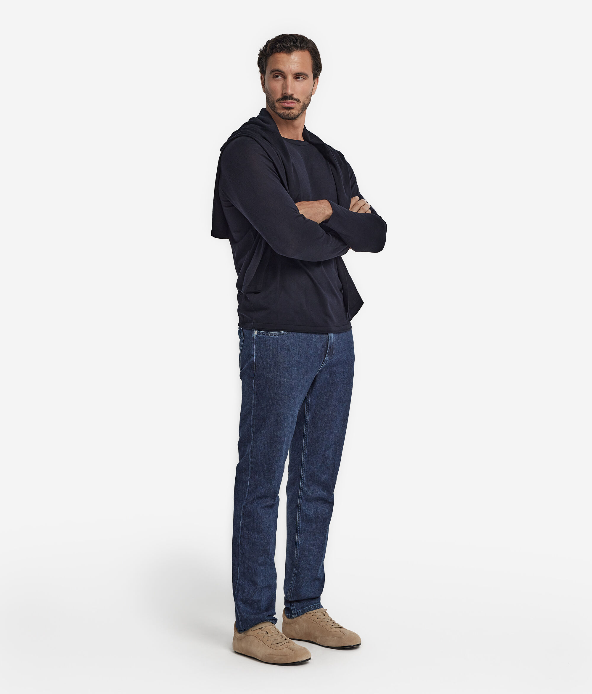 Round-Neck Silk and Cotton Jumper
