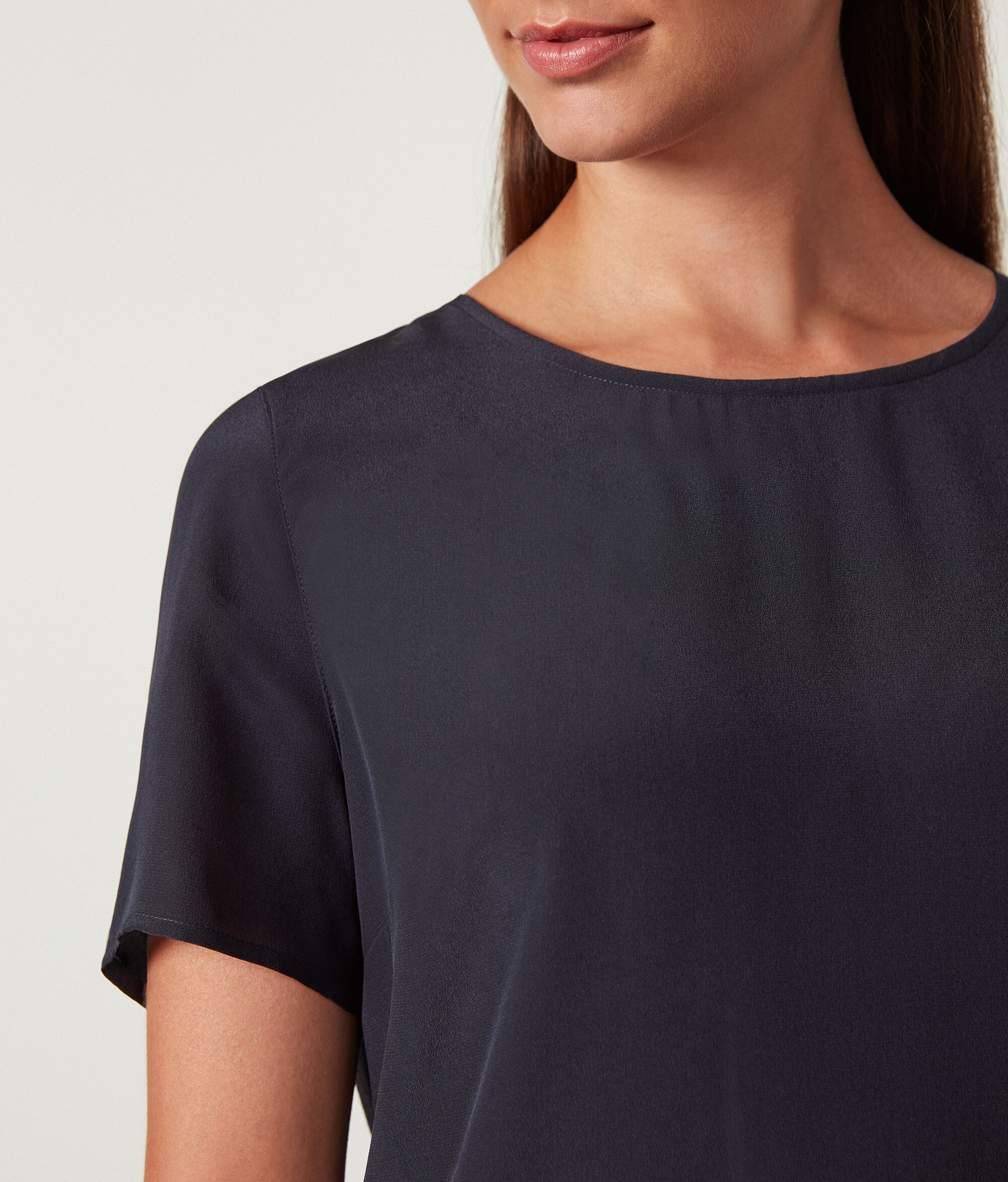 Rundhals-T-Shirt aus Seide