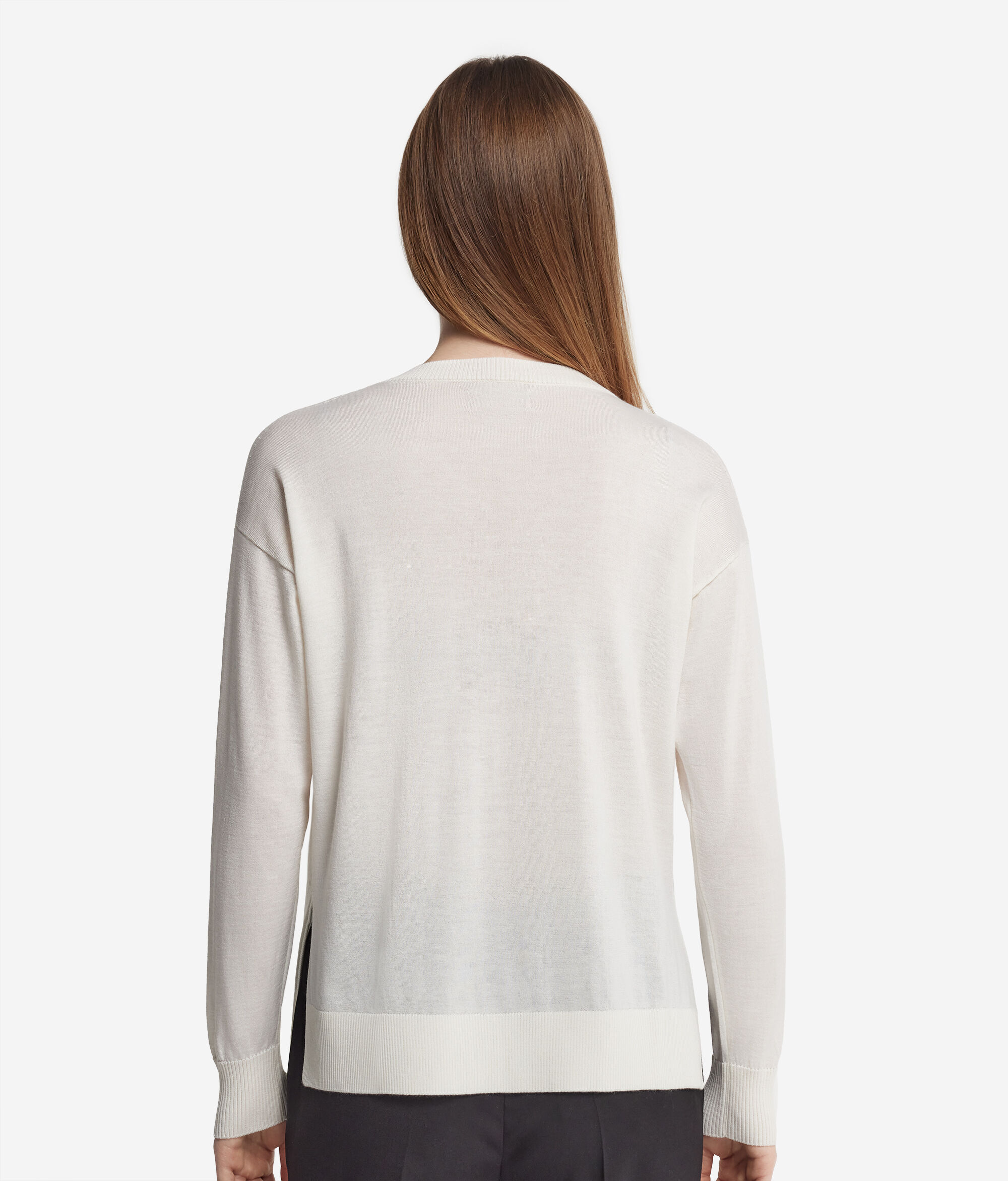 Pullover mit V-Ausschnitt und Schlitzen aus Kaschmir