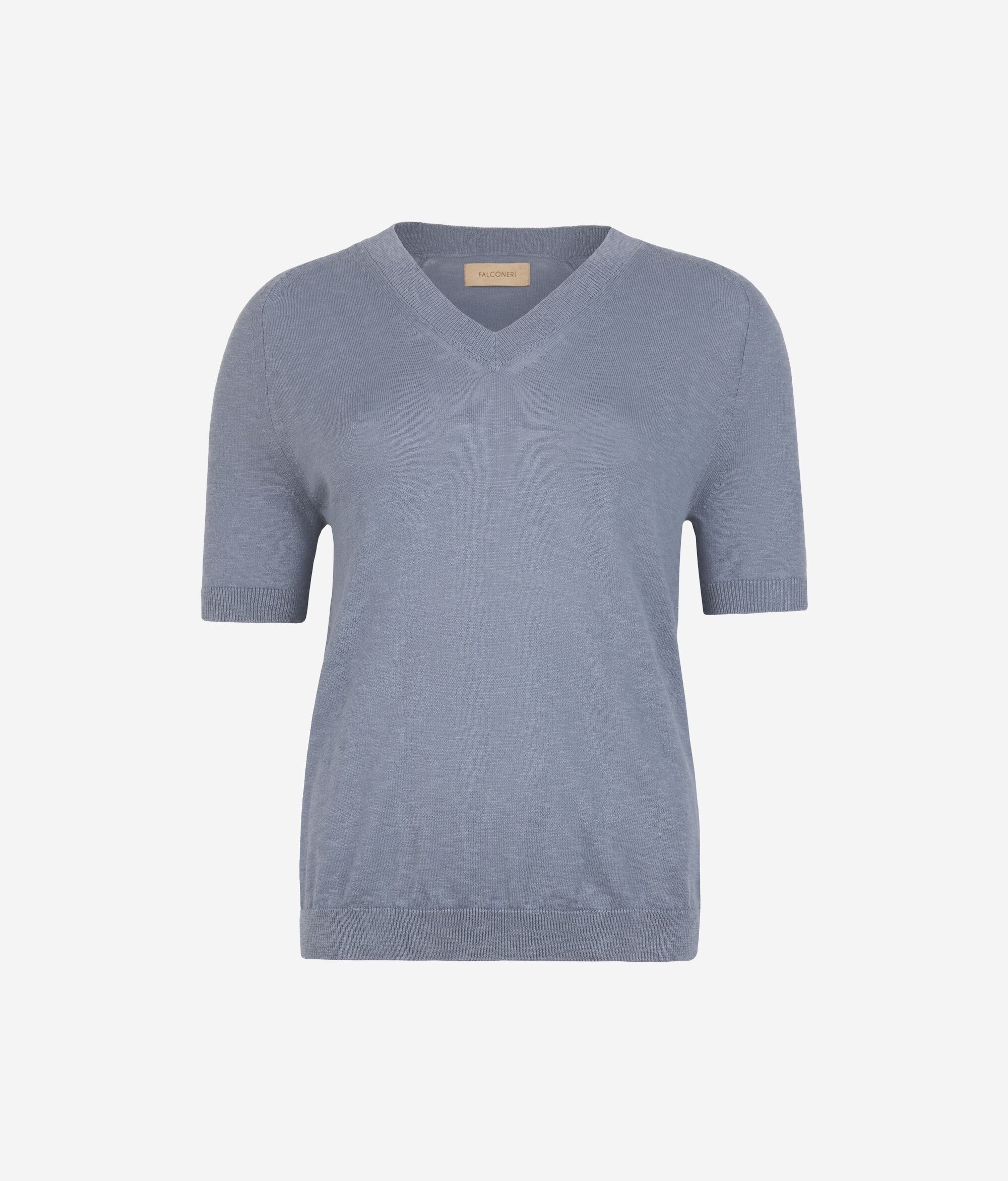 T-shirt à manches courtes et col V multibrin