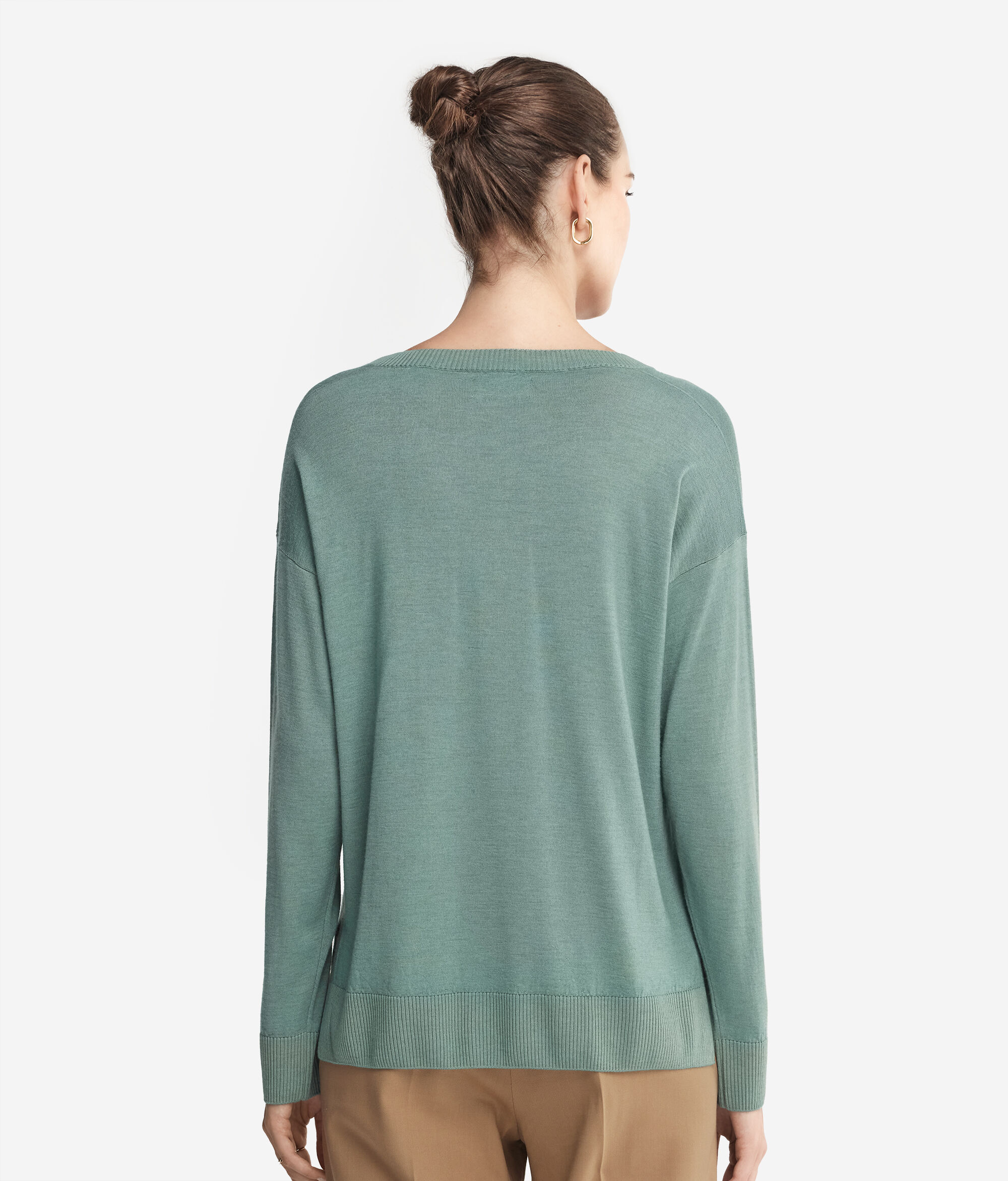 V-Neck Cashmere Jumper with Slits