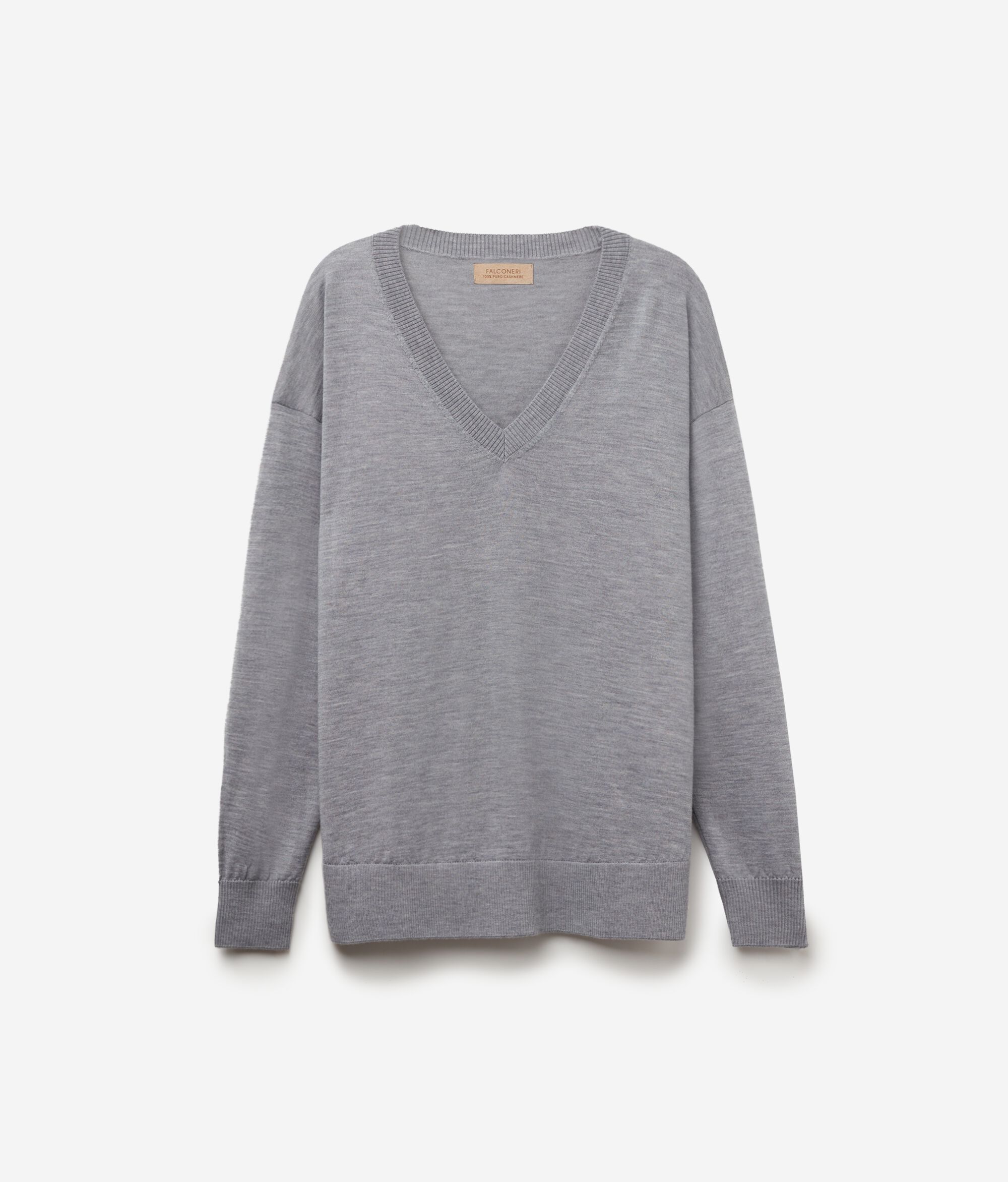 V-Neck Cashmere Jumper with Slits