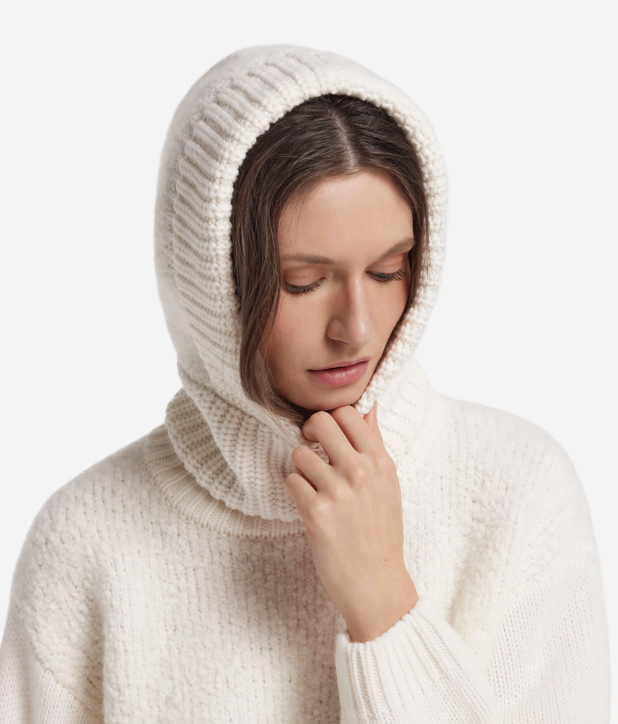 Ultrasoft Cashmere and bouclé ribbed hoodie