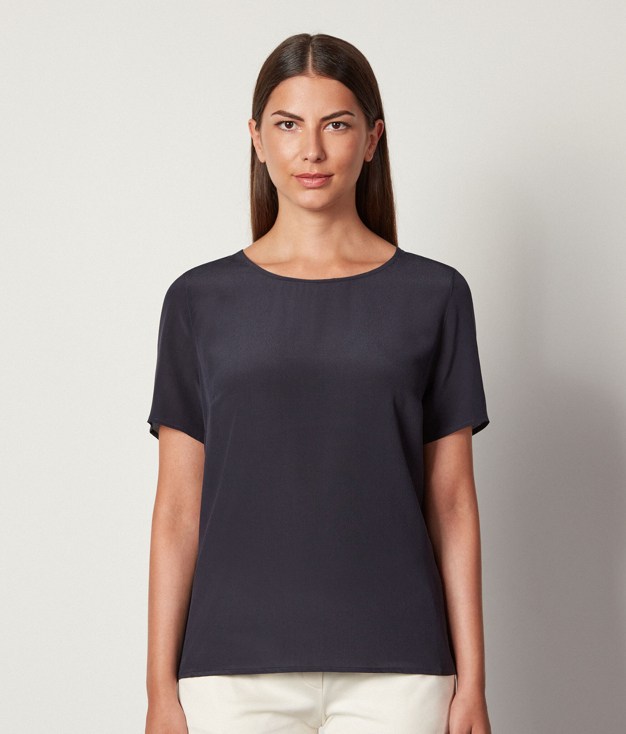 Rundhals-T-Shirt aus Seide