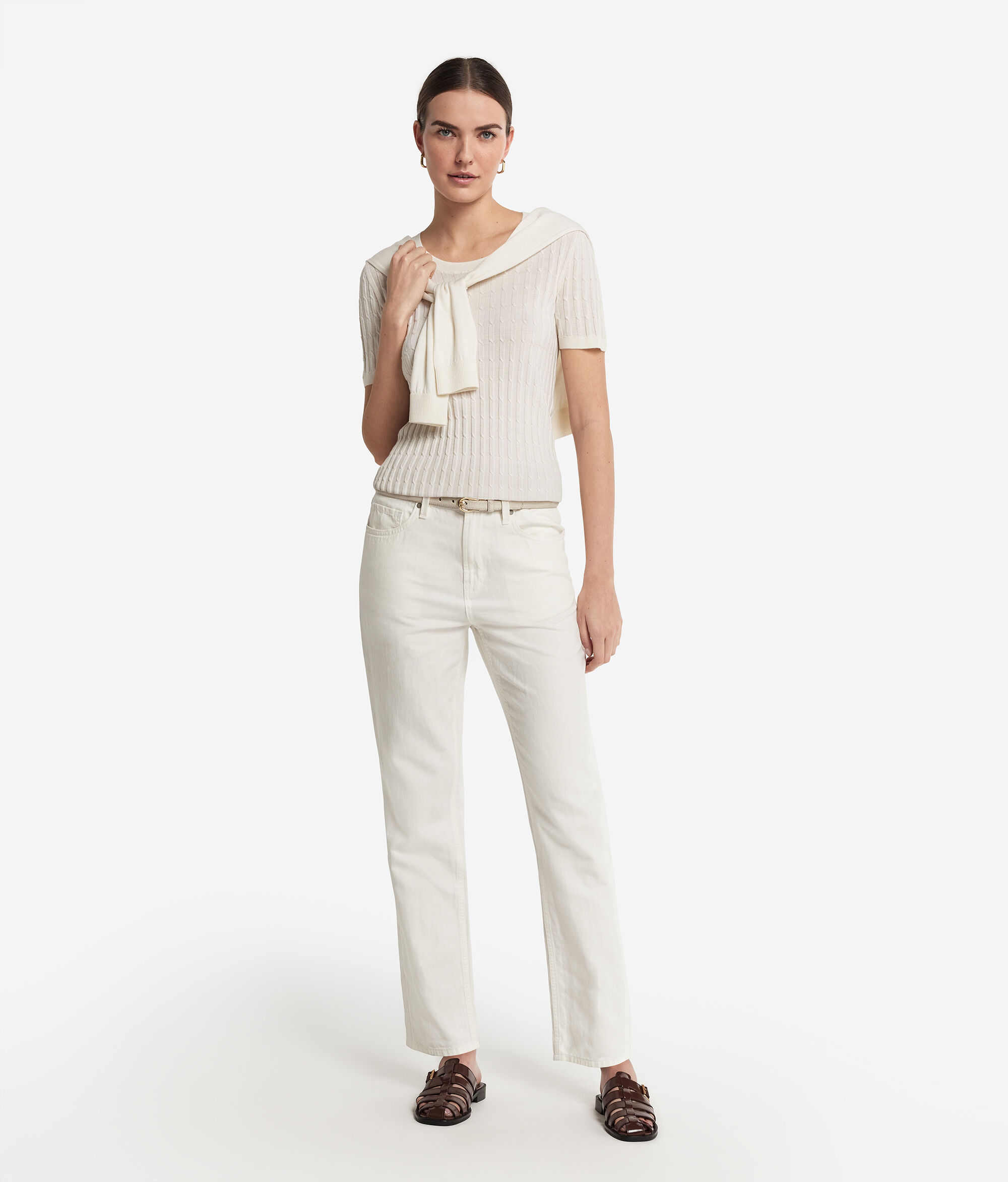 Maglia con Motivo a Treccina in Cashmere Ultrafine