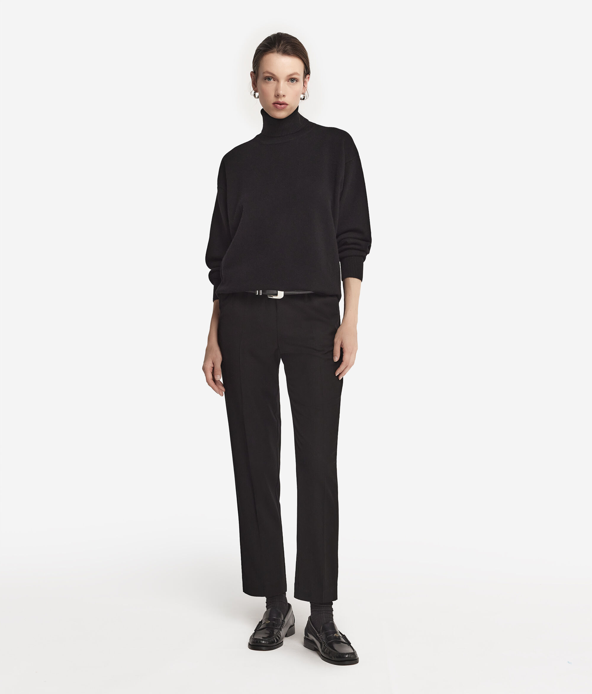 Ultrasoft Cashmere Turtleneck Sweater with Slits