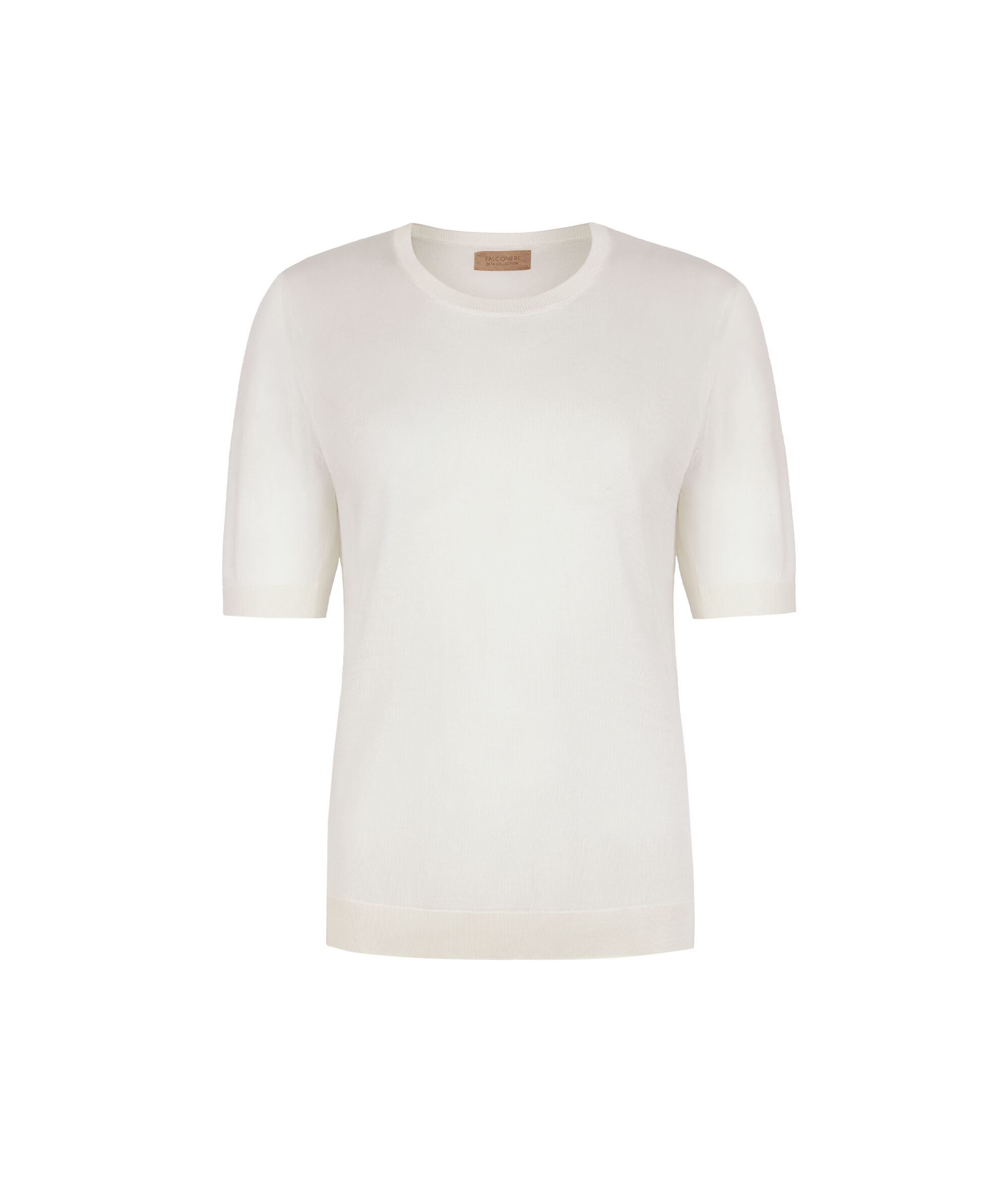 Camiseta con cuello redondo de seda