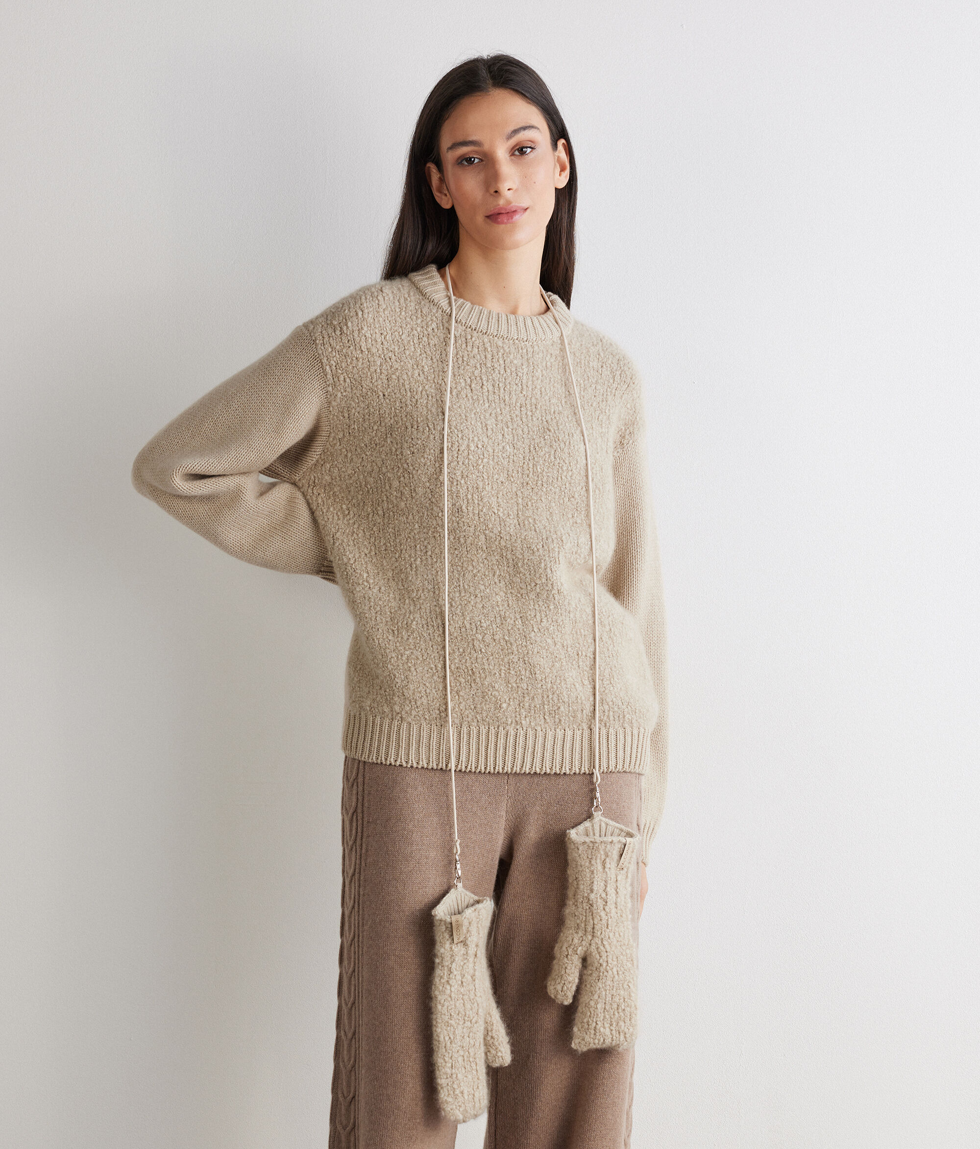 Fäustlinge aus Kaschmir Ultrasoft und Bouclé