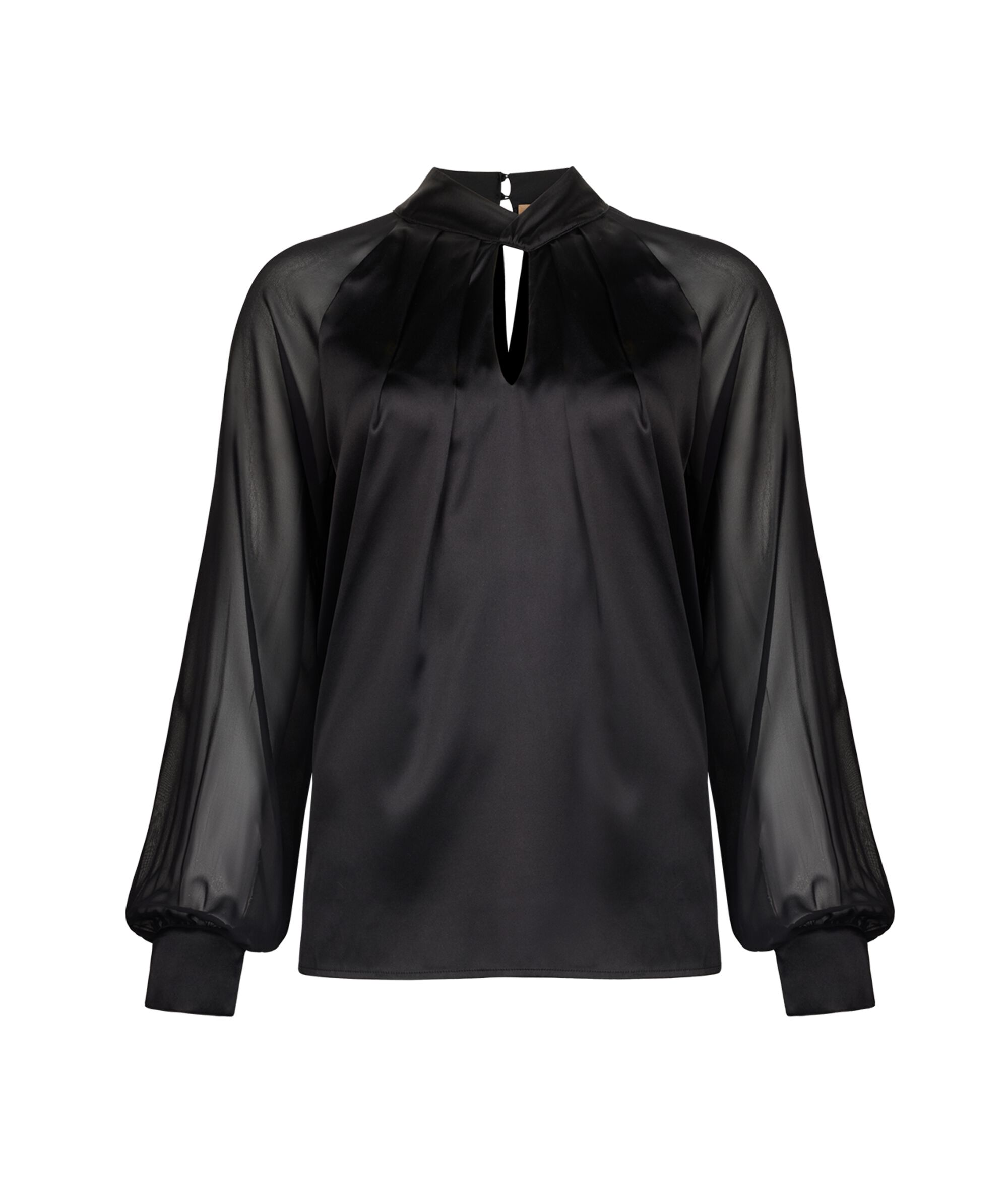 Blusa con Collo Incrociato in Raso di Seta