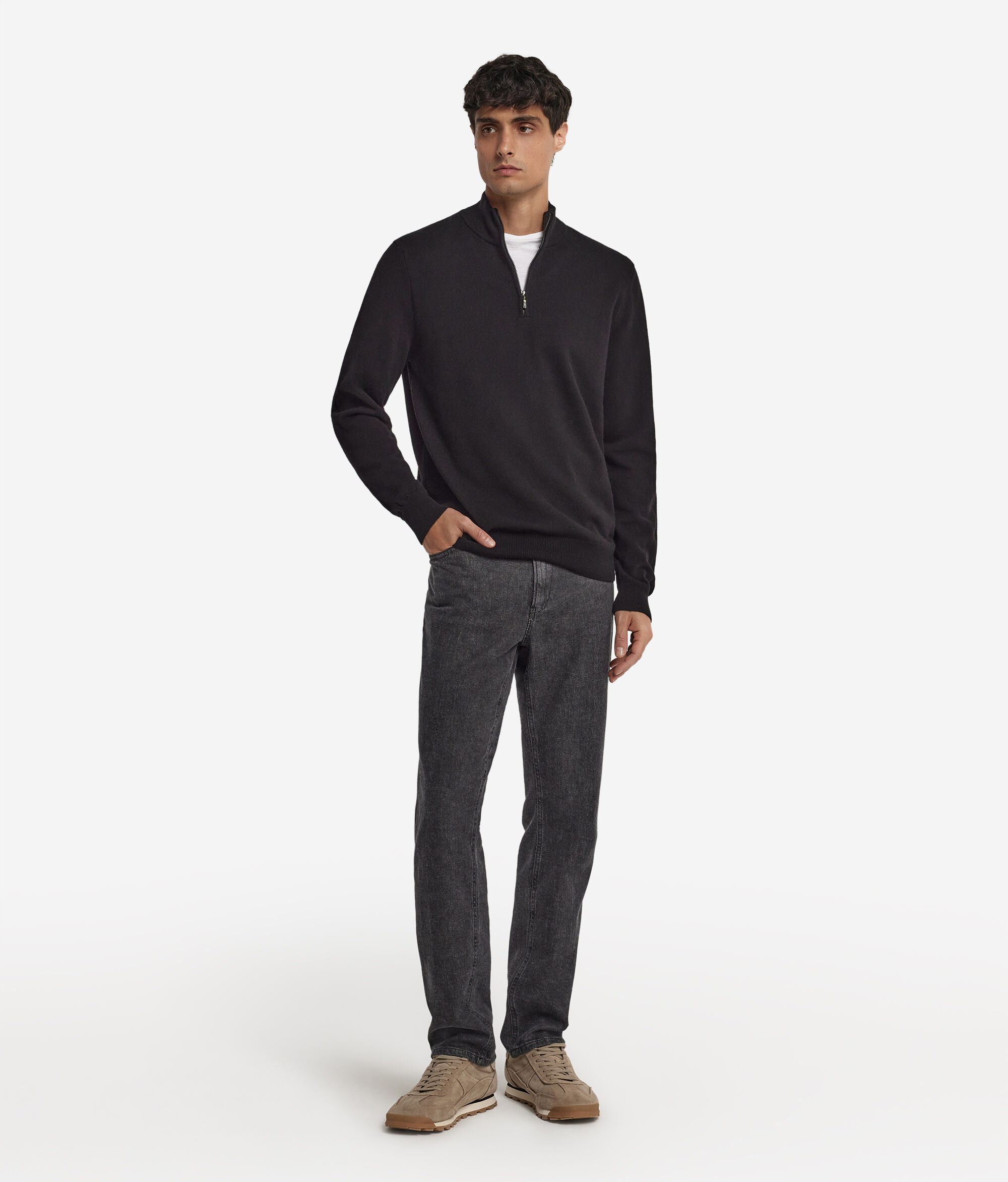 Ultrasoft Cashmere Half-Zip Funnel-Neck Jumper