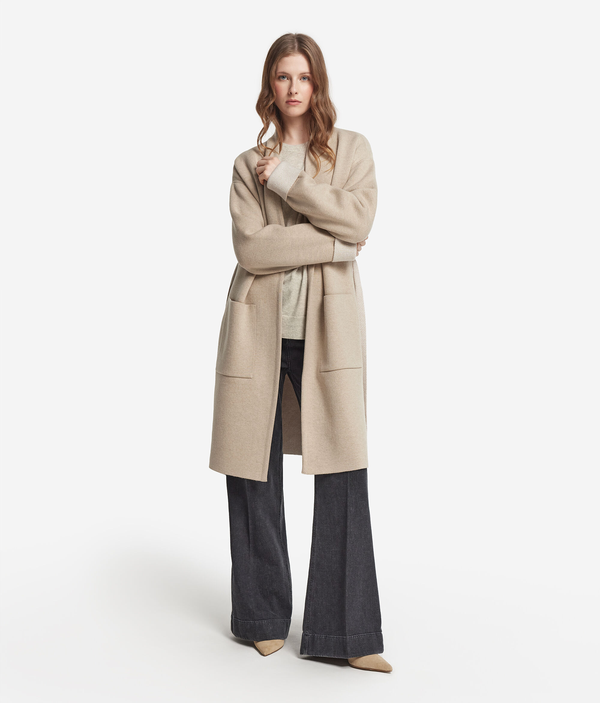 Reversible cashmere herringbone coat