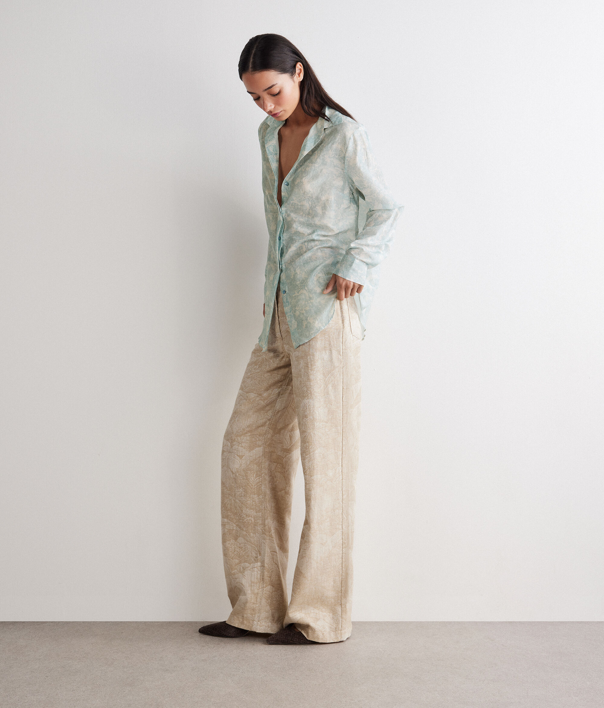 プリント モスリン シャツ