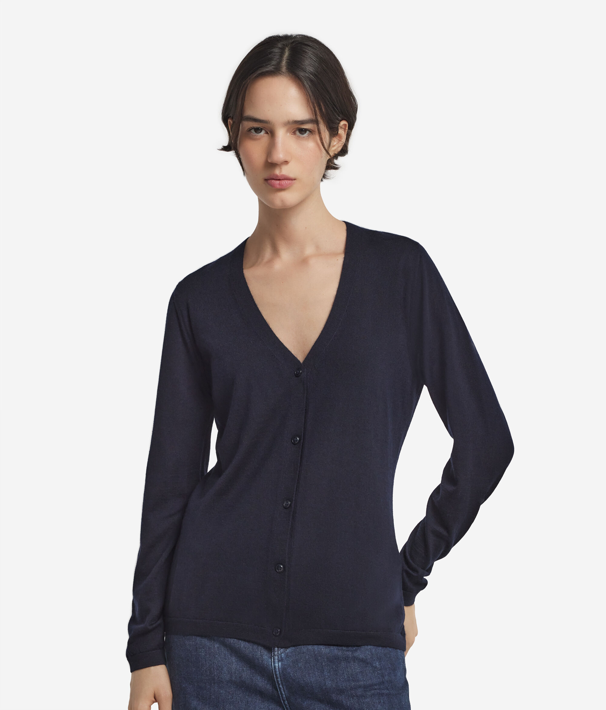 Strickjacke mit V-Ausschnitt aus Kaschmir Ultrafine