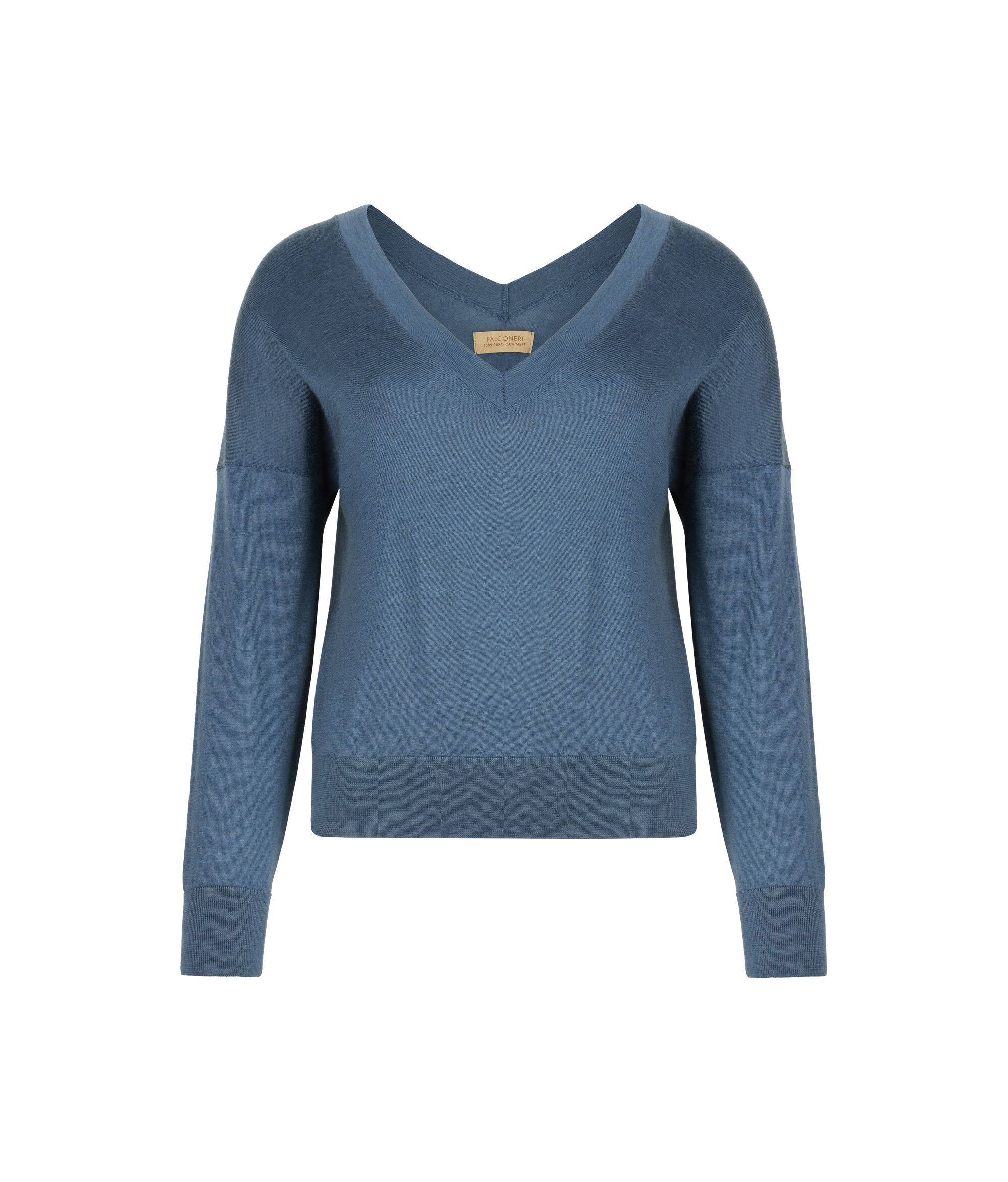 Sweter z Podwójnym Dekoltem w Serek z Kaszmiru Ultrafine